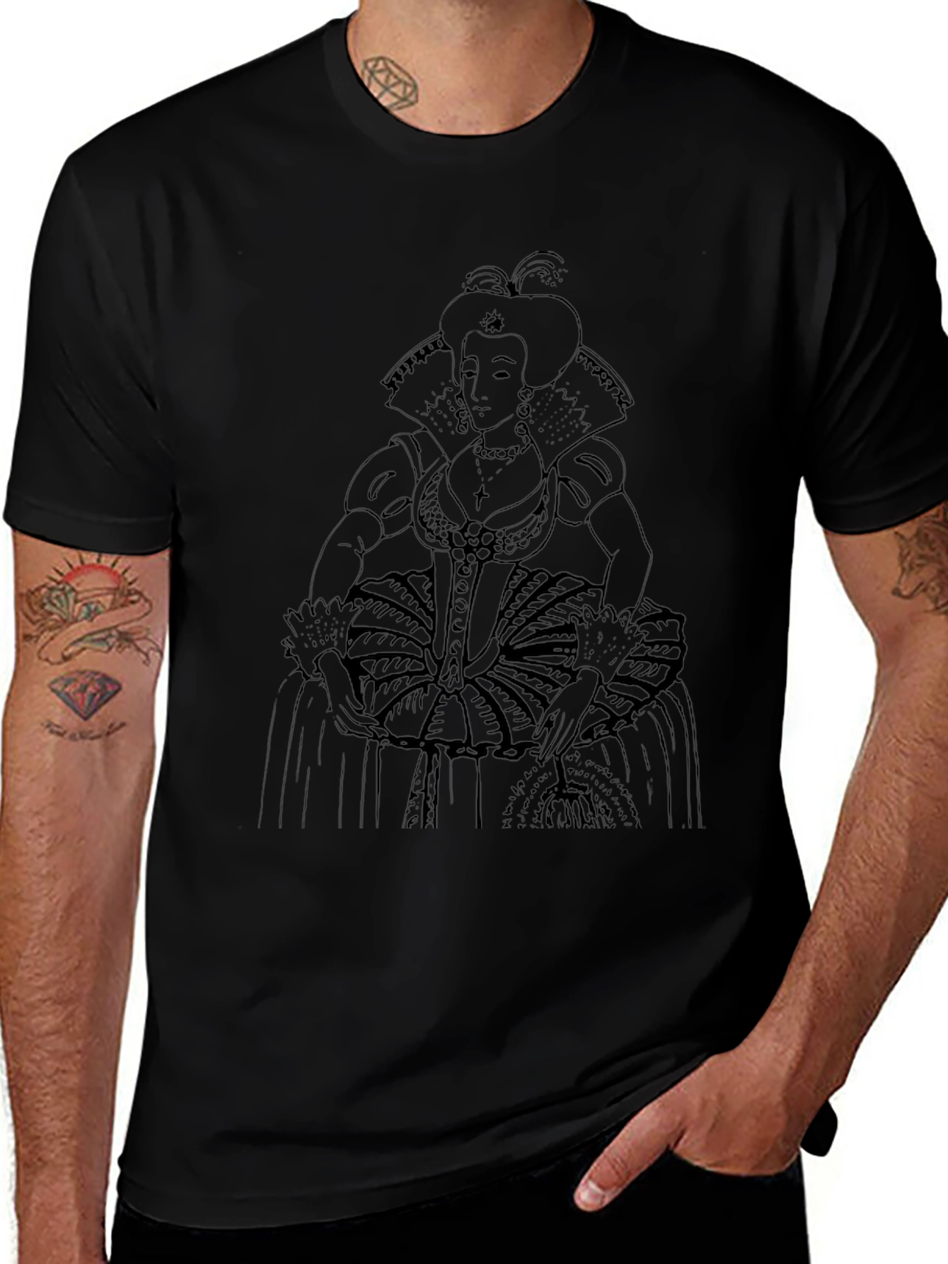 Elizabethan Era Queen Graphic Tee - Black