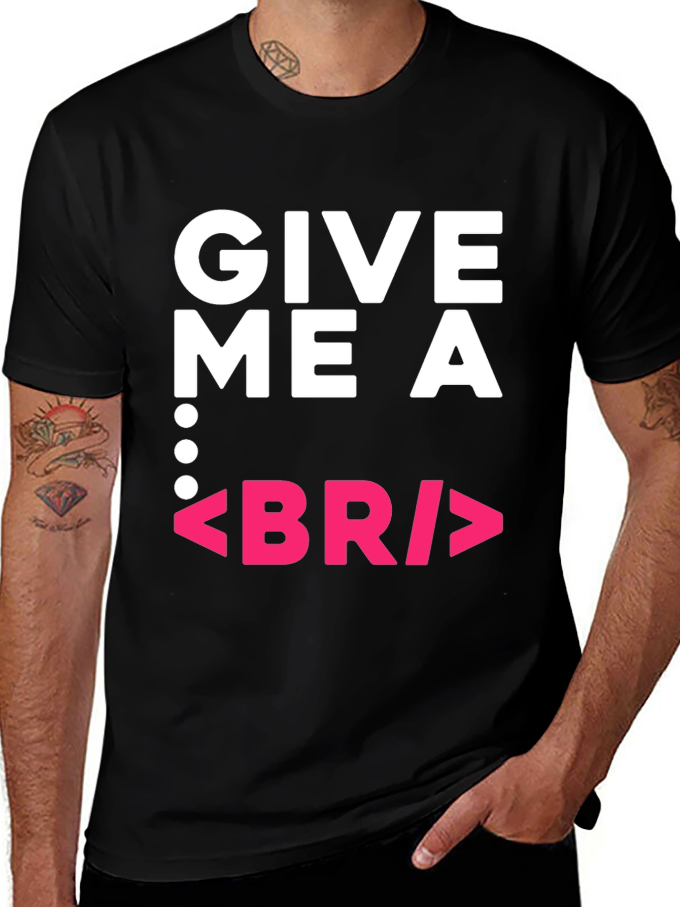 Give Me a BR Break Funny Programmer Black T-Shirt