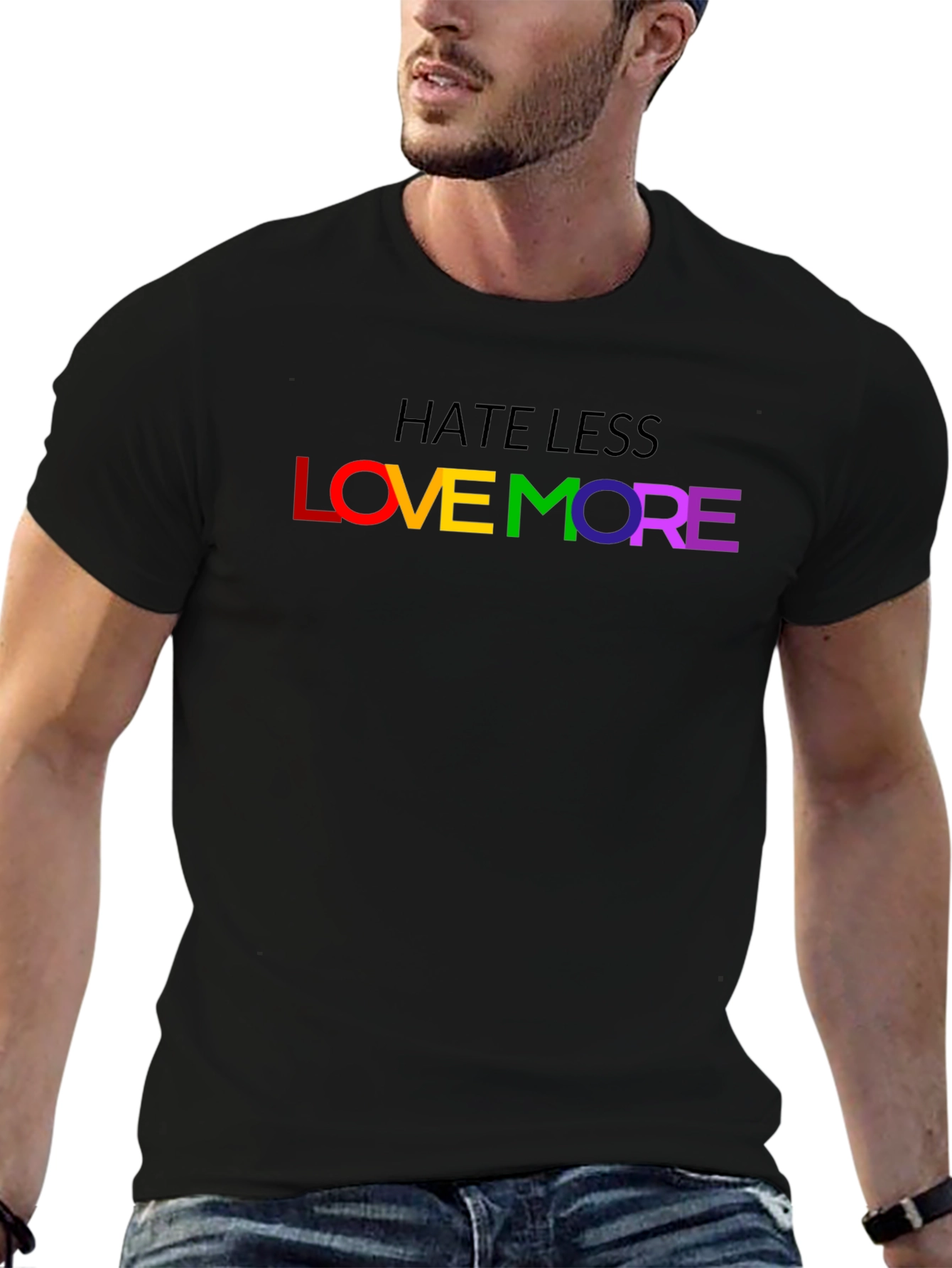 Hate Less Love More Rainbow LGBTQ Pride T-Shirt