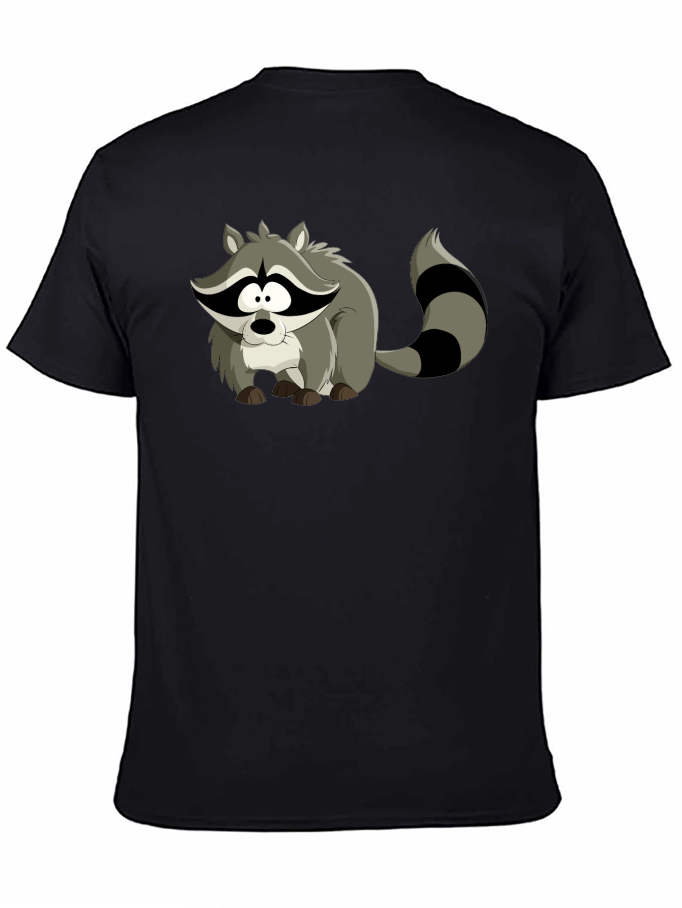 Cartoon Raccoon Black T-Shirt