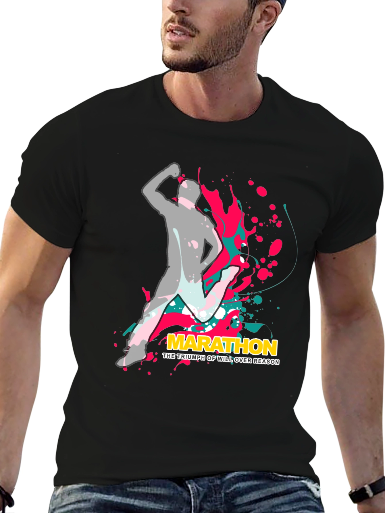Marathon Triumph Graphic Tee - Mens Black Cotton T-Shirt