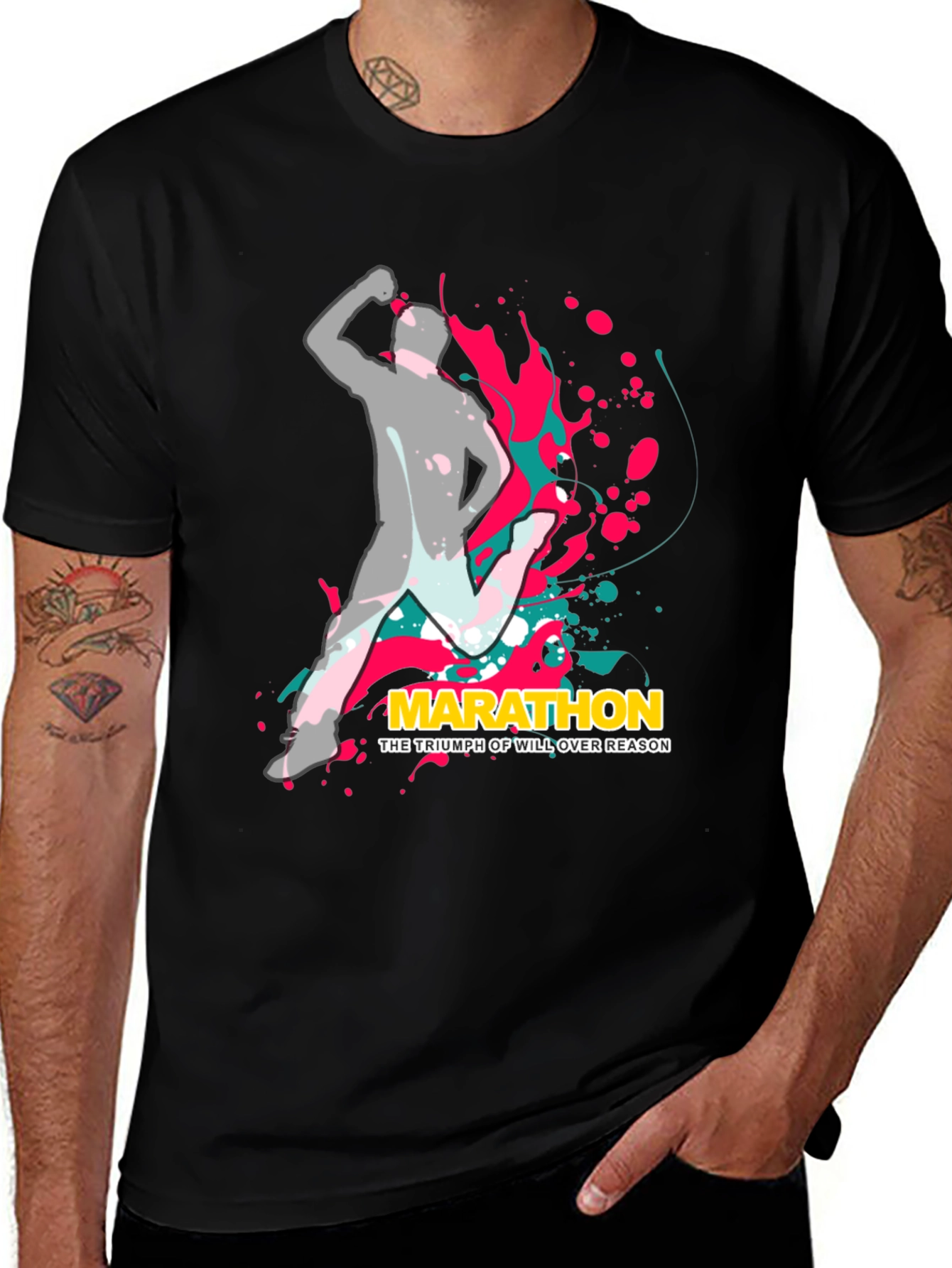 Marathon Triumph Graphic Tee - Mens Black Cotton T-Shirt