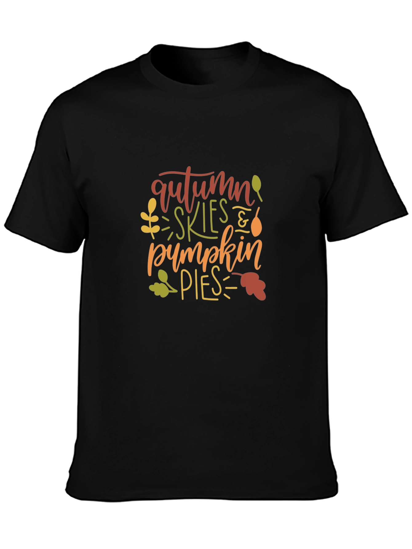 Autumn Skies & Pumpkin Pies Black T-Shirt