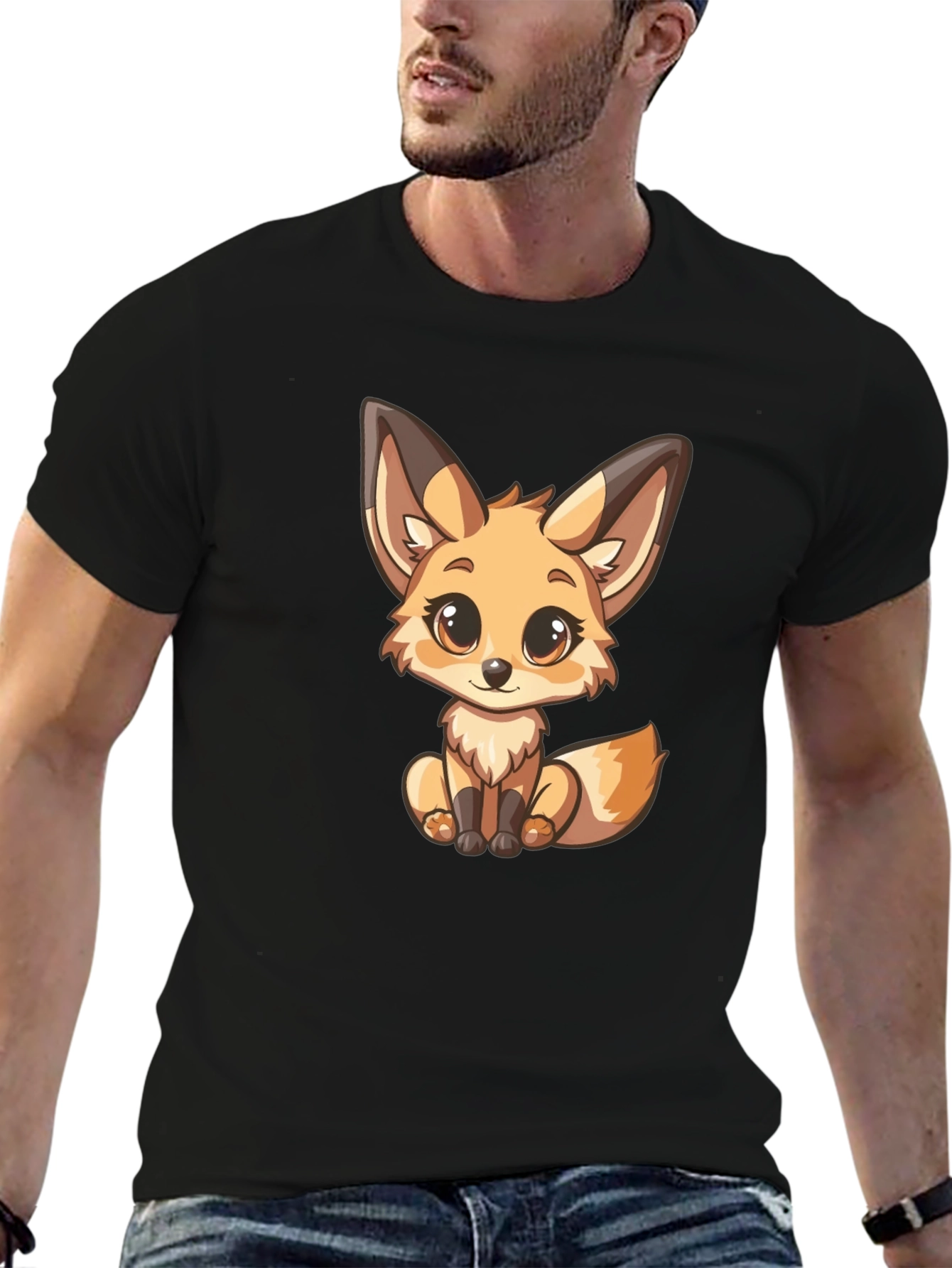 Cute Fox Graphic T-Shirt - Unisex Black Tee