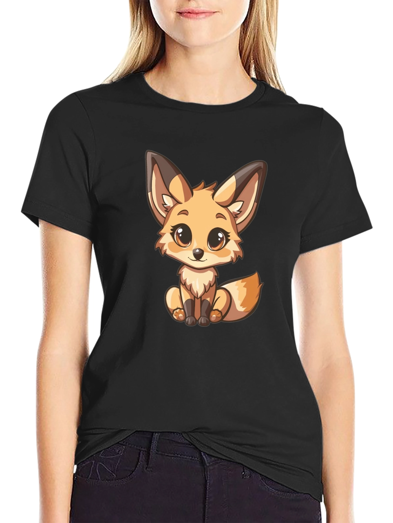 Cute Fox Graphic T-Shirt - Unisex Black Tee