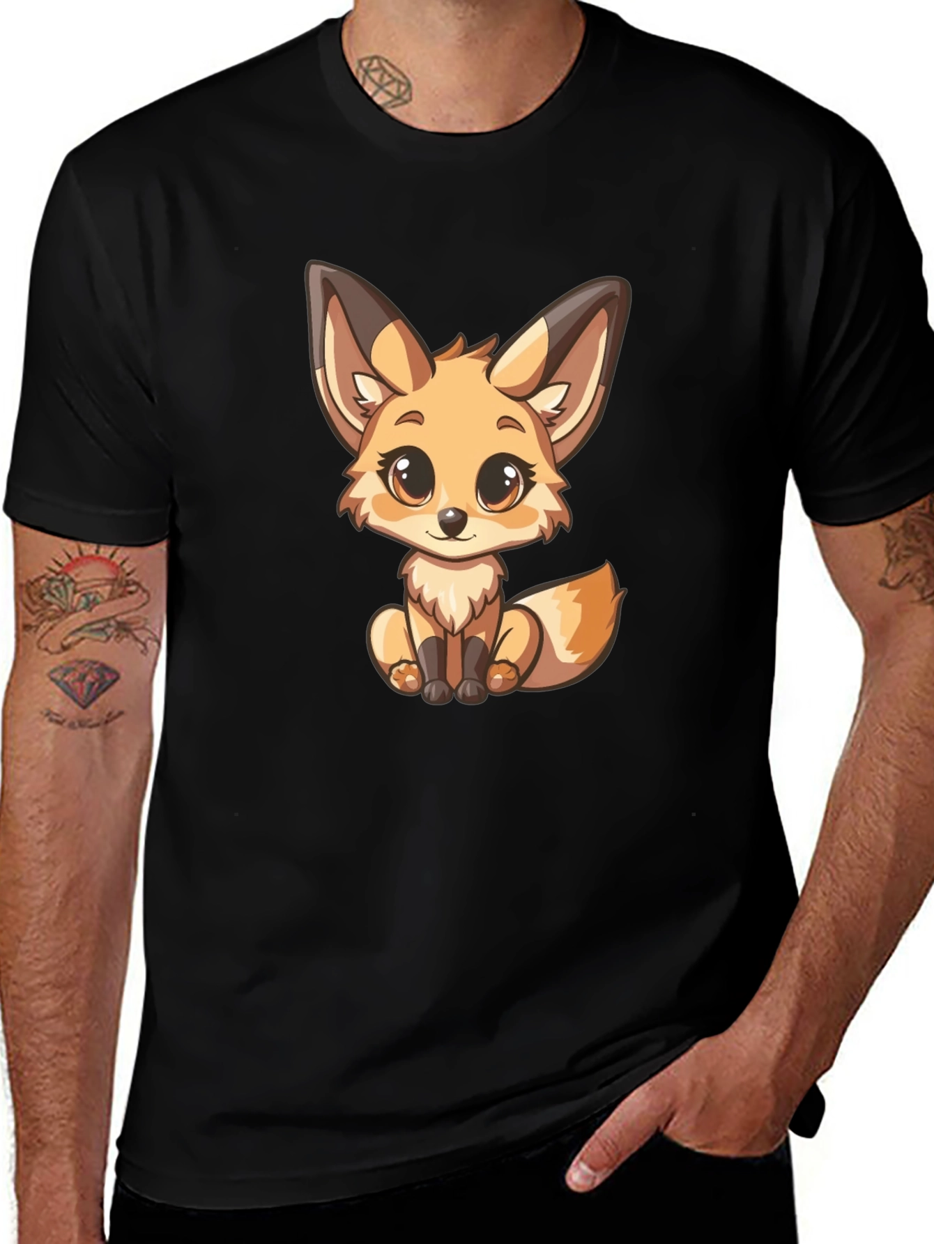 Cute Fox Graphic T-Shirt - Unisex Black Tee