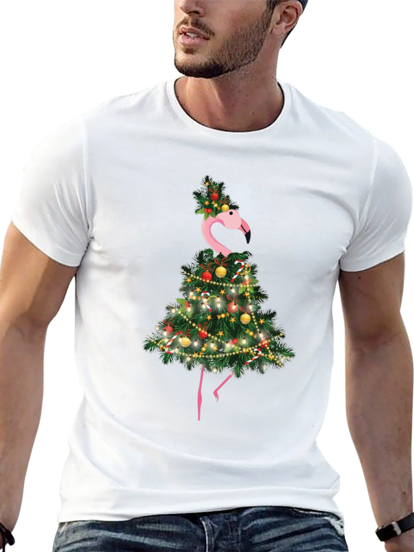 Festive Flamingo Christmas Tree T-Shirt