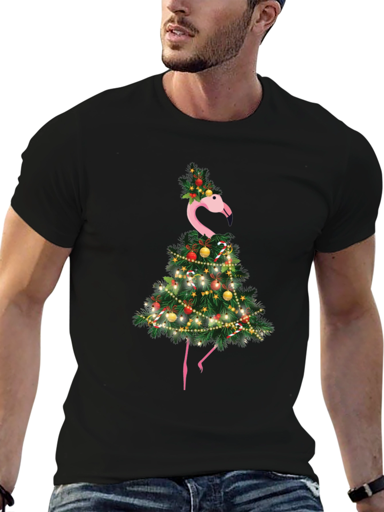Festive Flamingo Christmas Tree T-Shirt