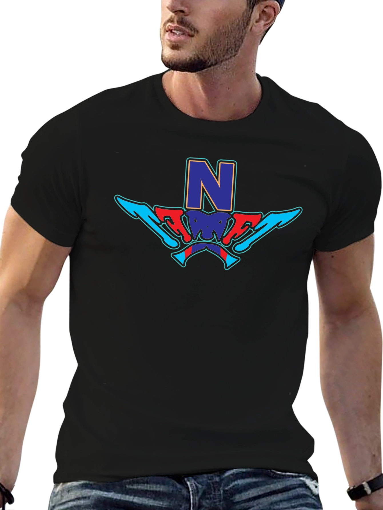 Stylish Black Graphic Tee - N Design