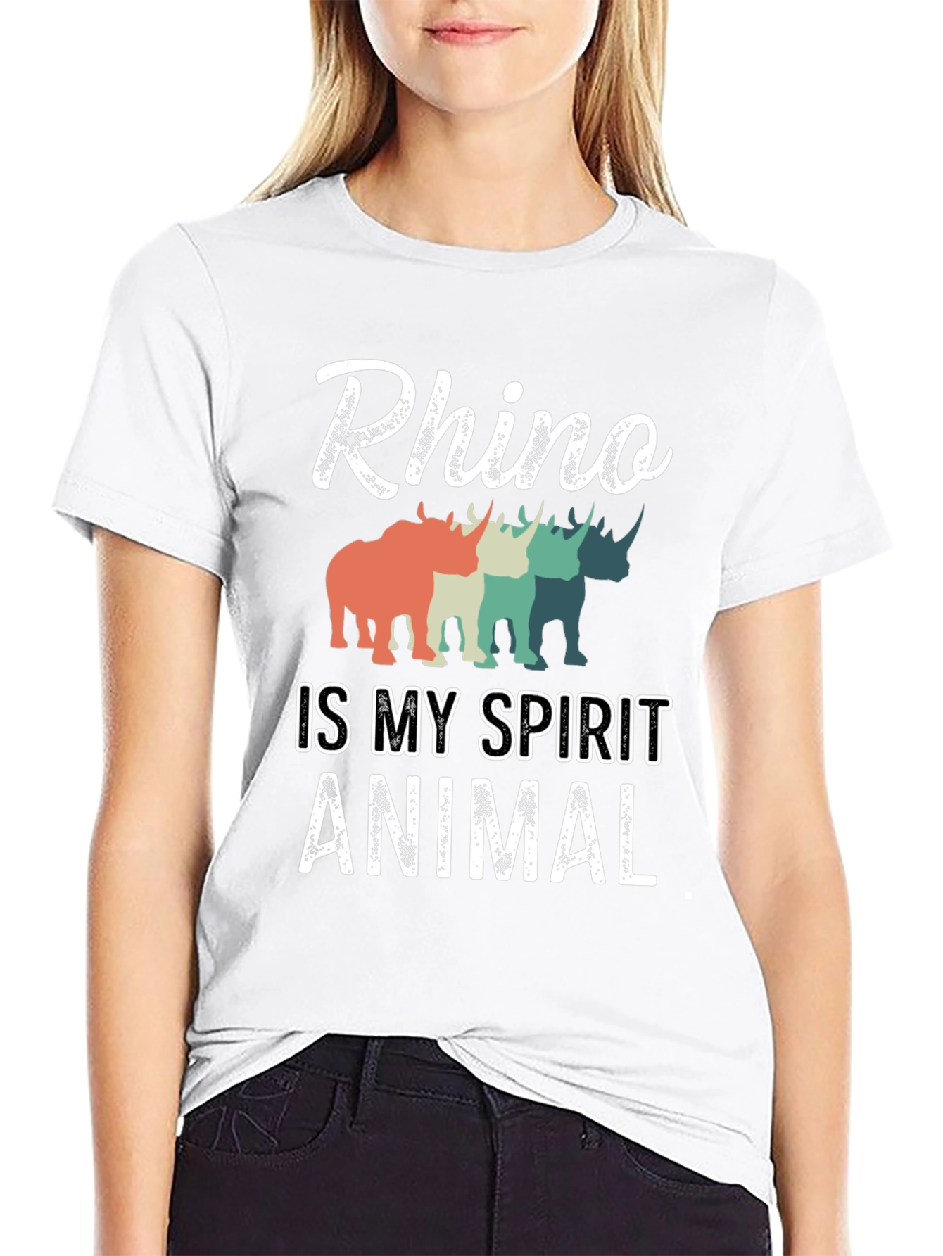 Rhino Spirit Animal Graphic Tee - Trendy T-Shirt