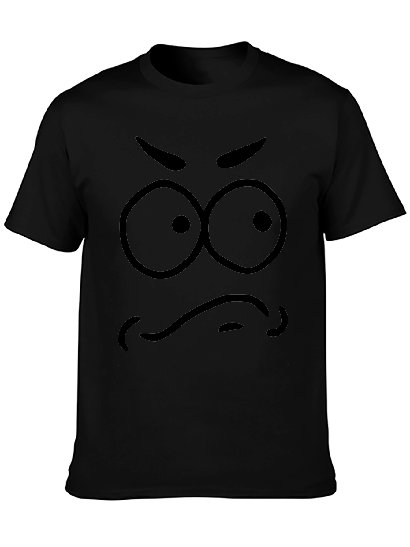 Funny Angry Face Graphic Print Black T-Shirt