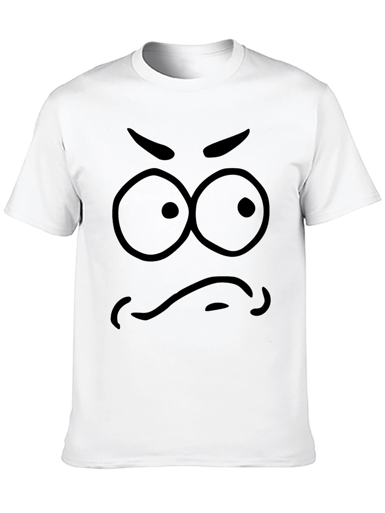 Funny Angry Face Graphic Print Black T-Shirt
