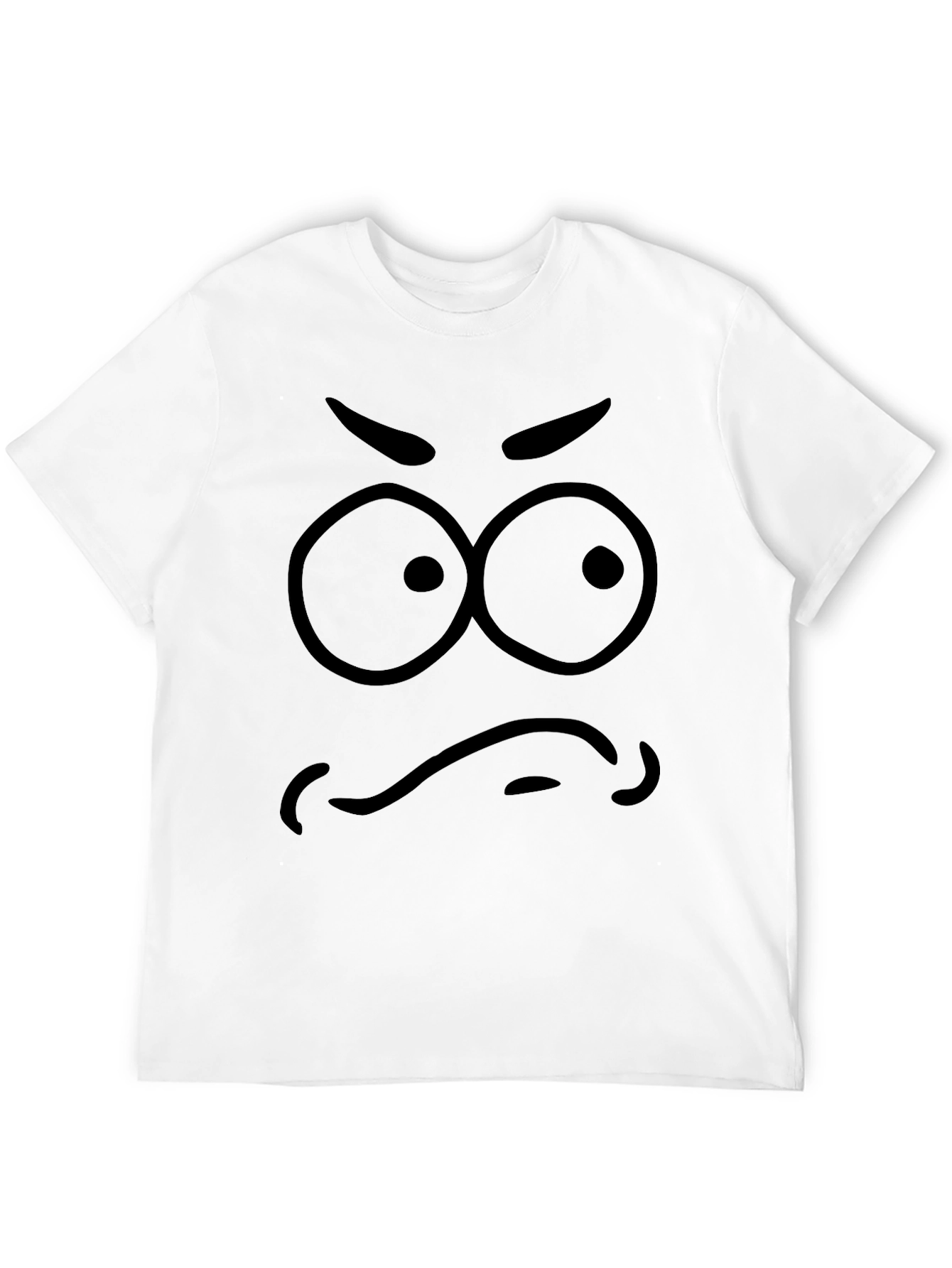 Funny Angry Face Graphic Print Black T-Shirt