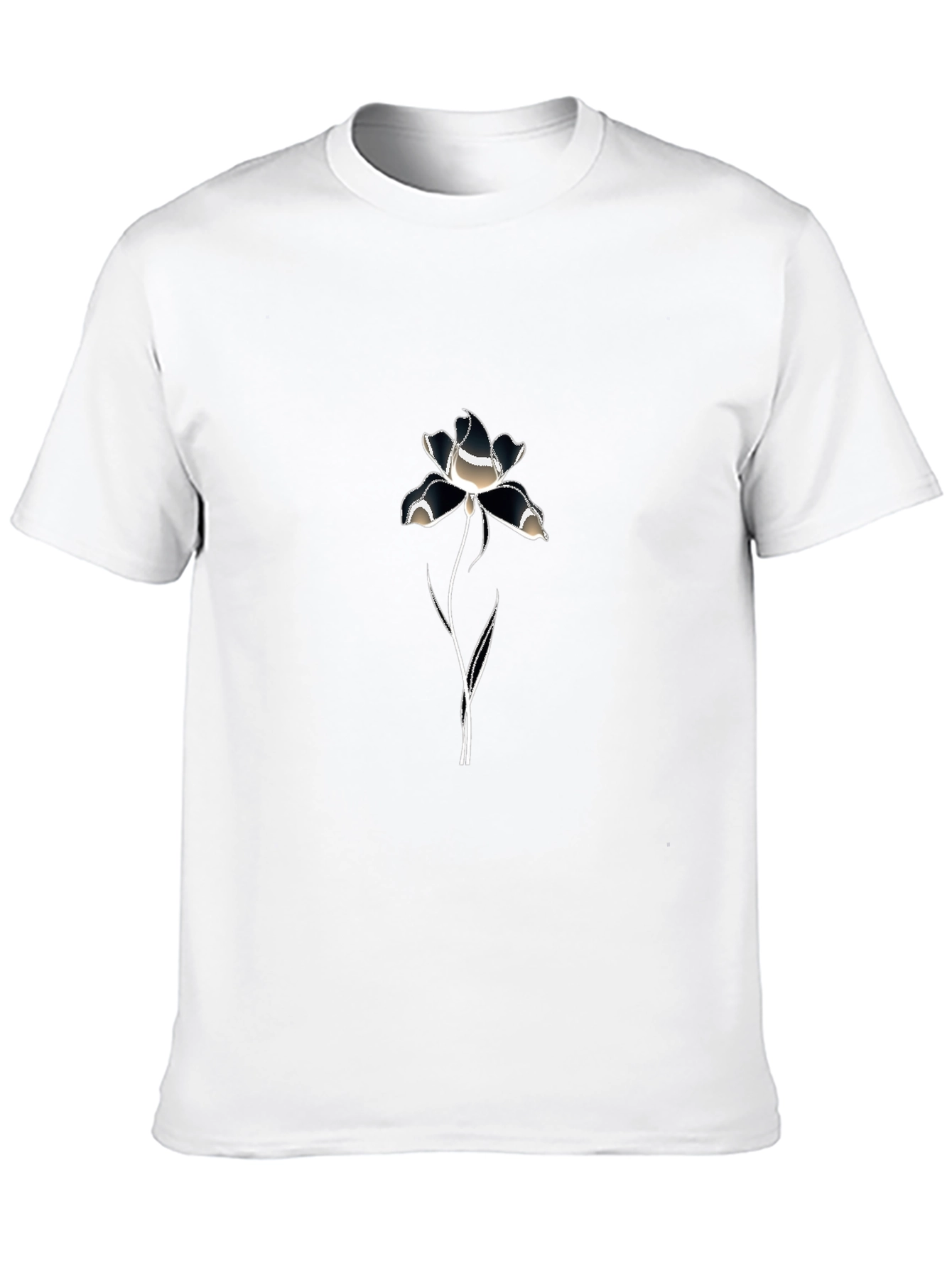 Mens Black T-Shirt with Flower Graphic