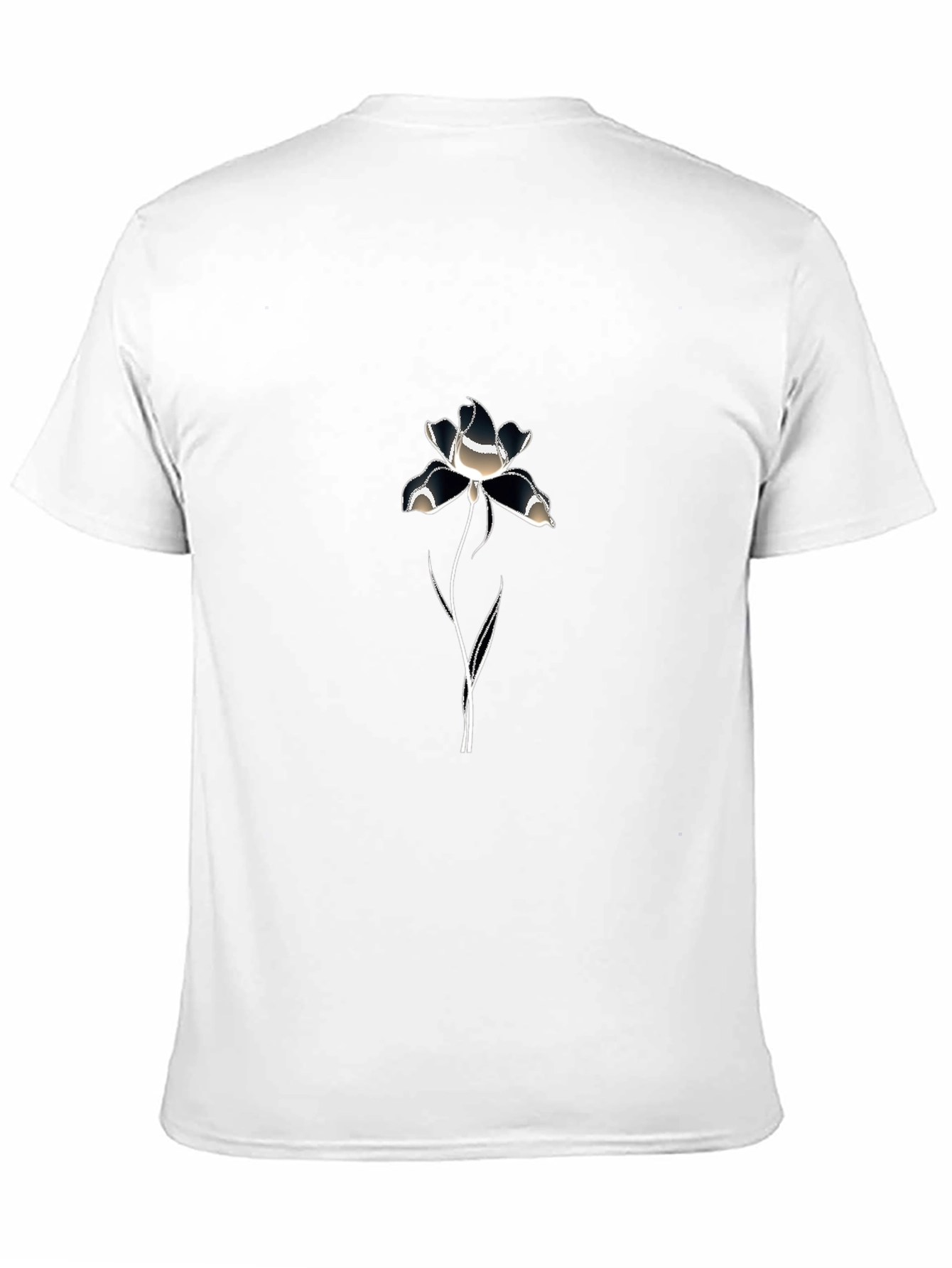 Mens Black T-Shirt with Flower Graphic
