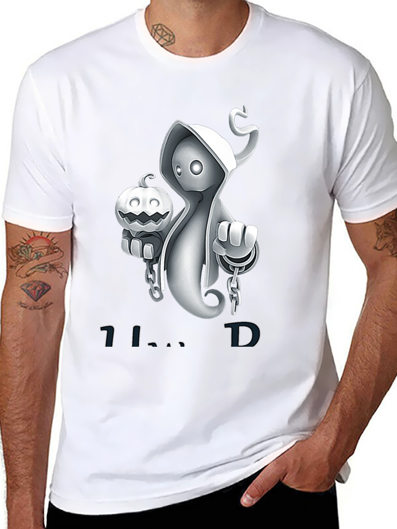 Spooky Ghost Pumpkin Halloween T-Shirt