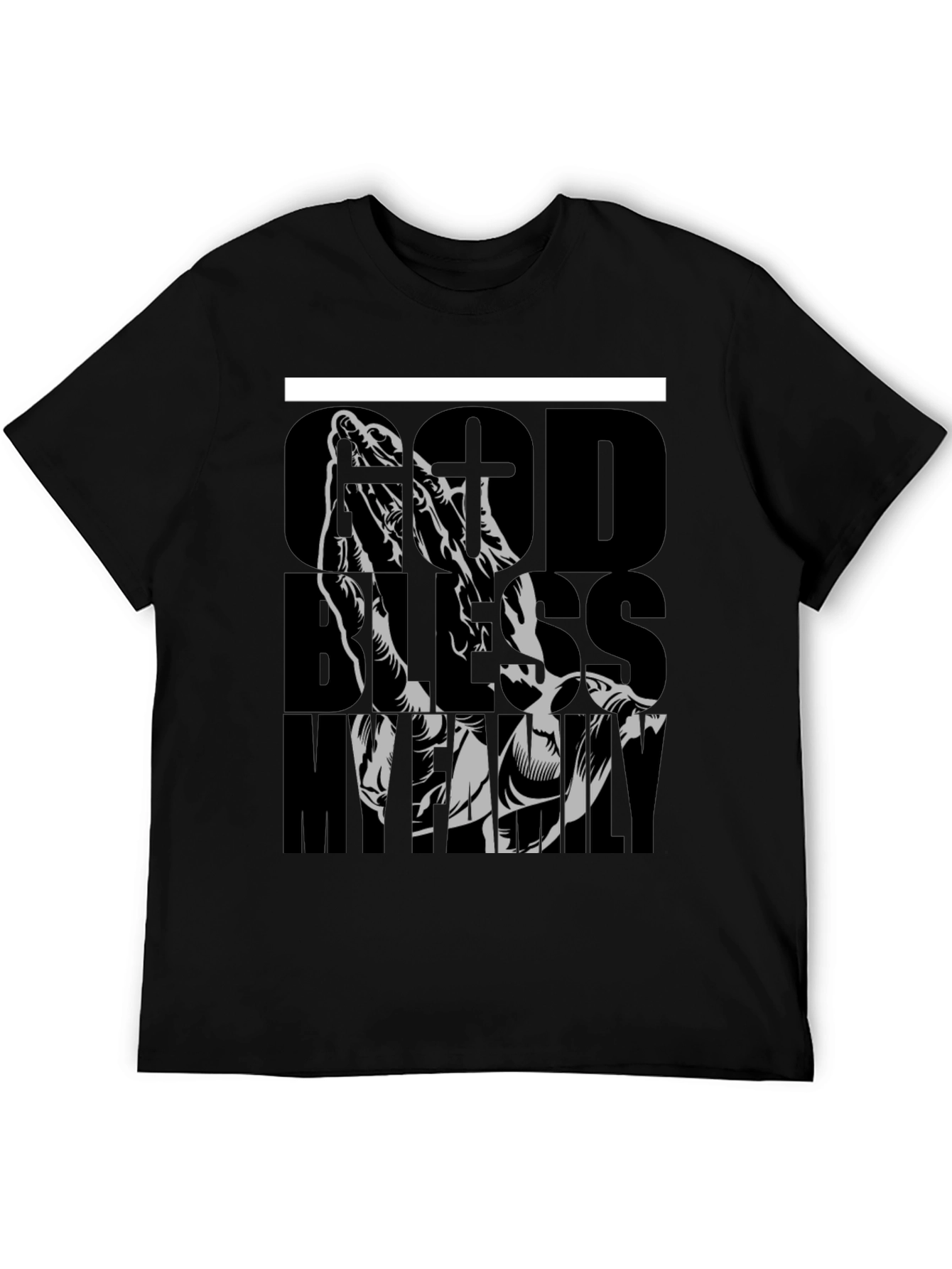 God Bless My Family Graphic Tee - Black