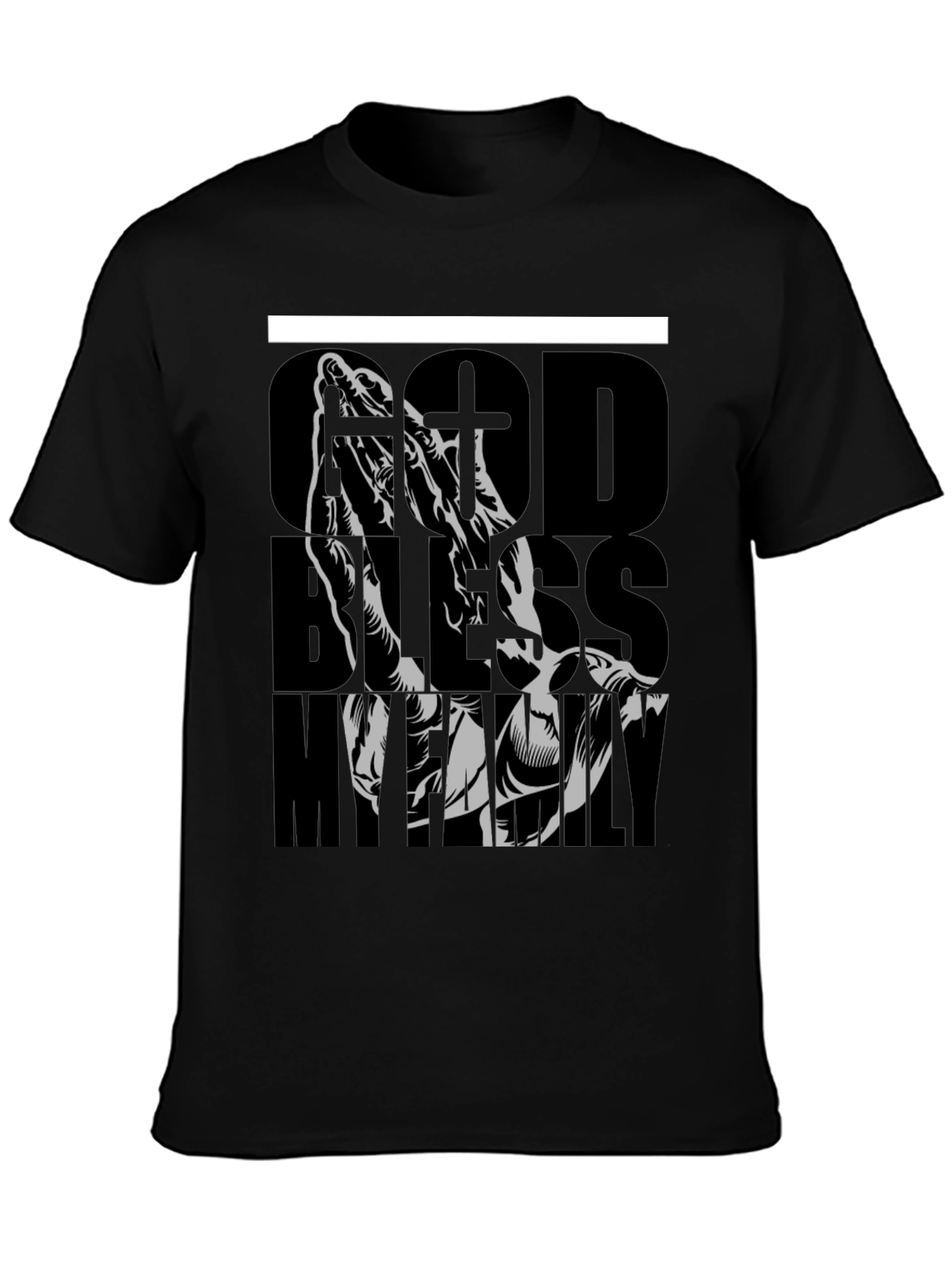 God Bless My Family Graphic Tee - Black