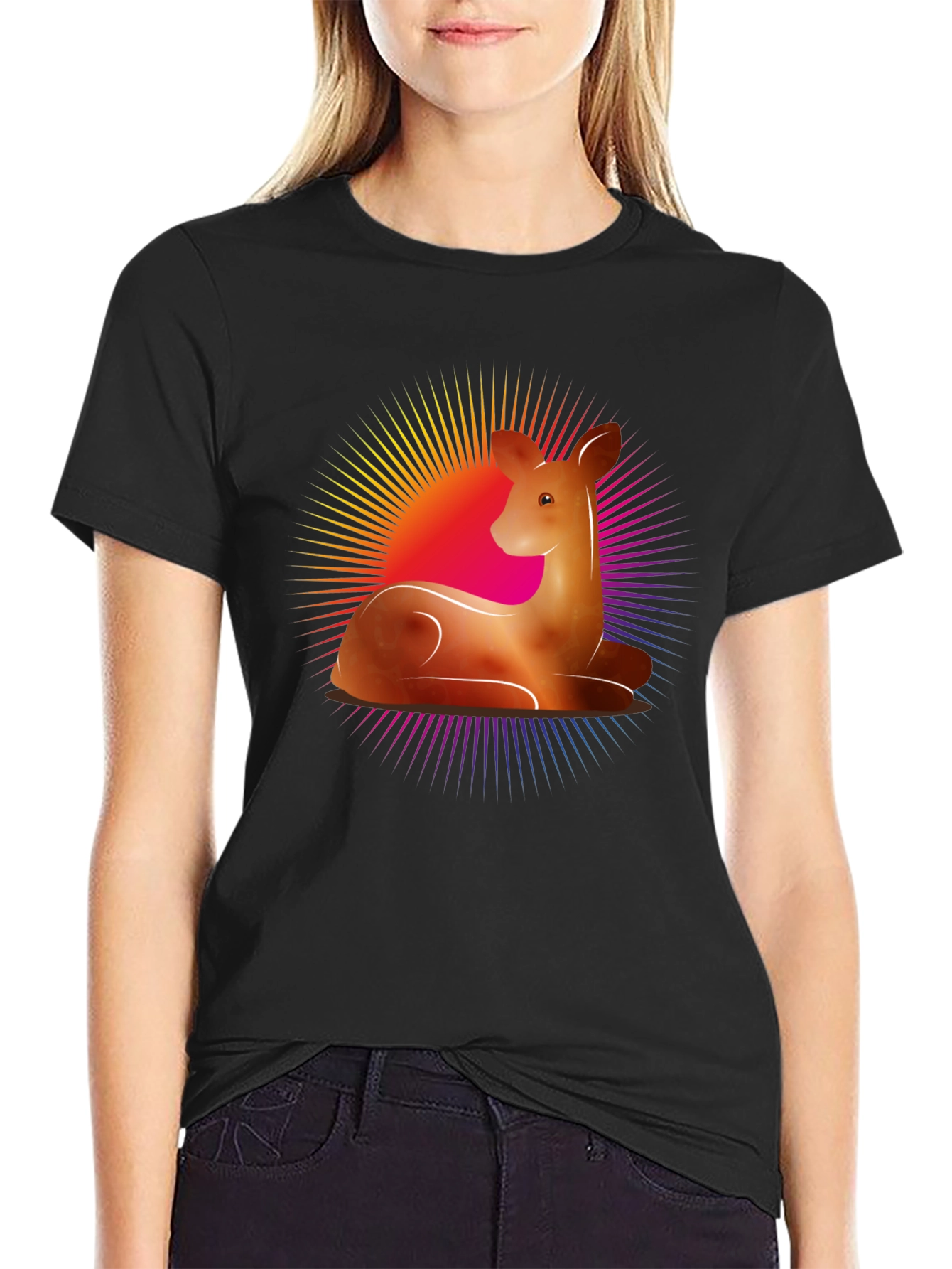 Deer Graphic Tee - Black Casual Shirt