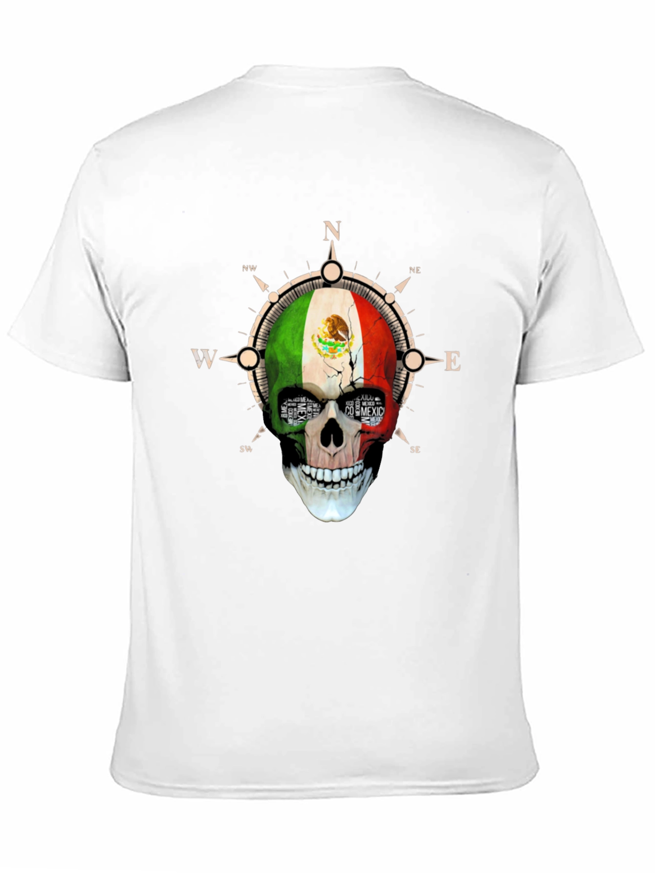 Mexico Flag Skull Compass T-Shirt