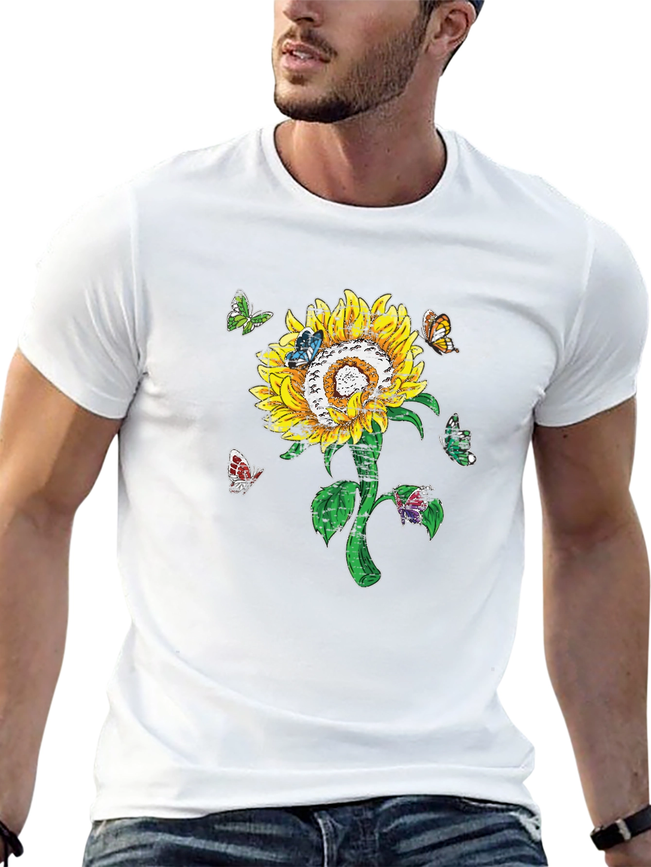 Sunflower and Butterfly Graphic Tee