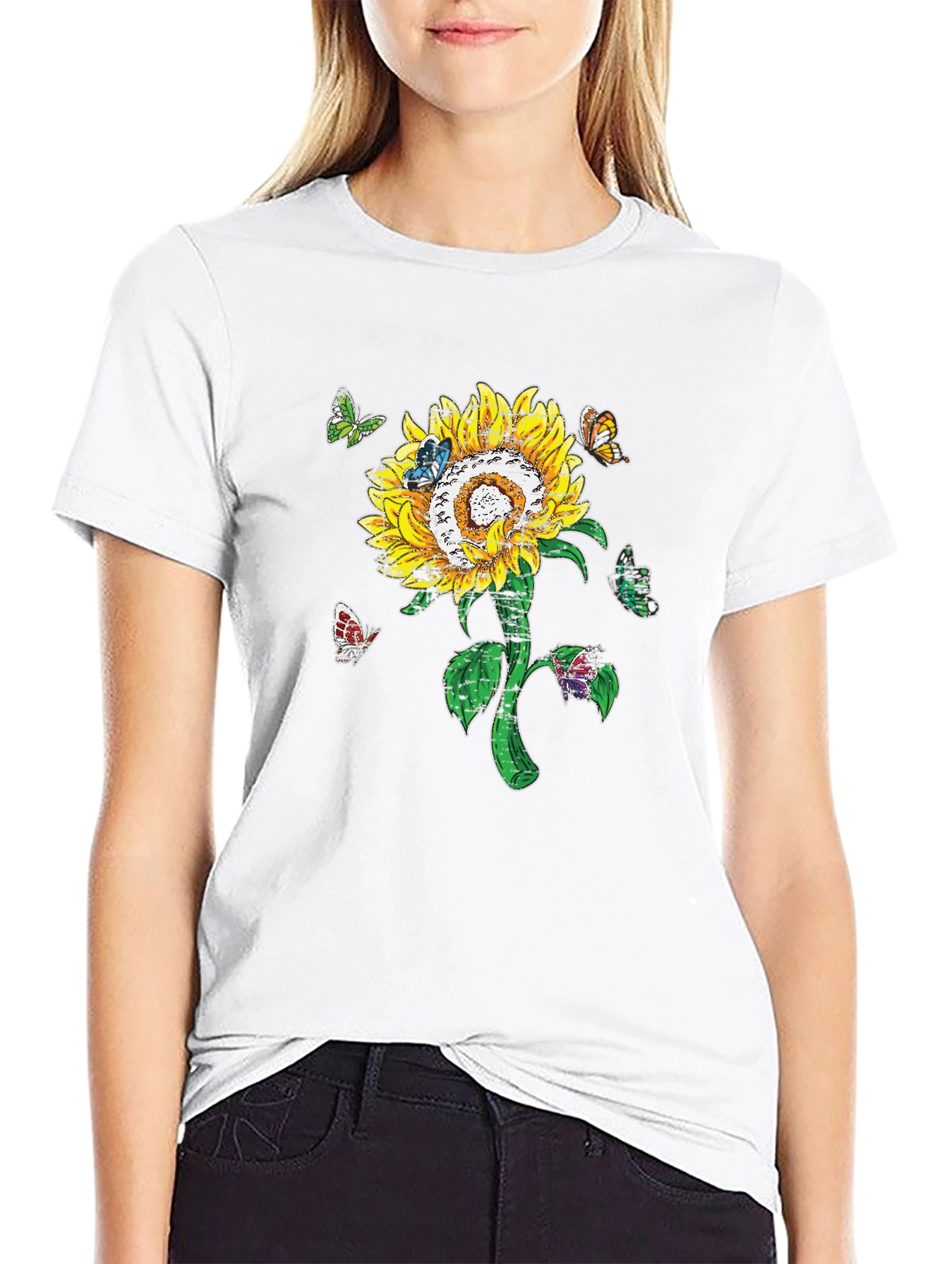 Sunflower and Butterfly Graphic Tee