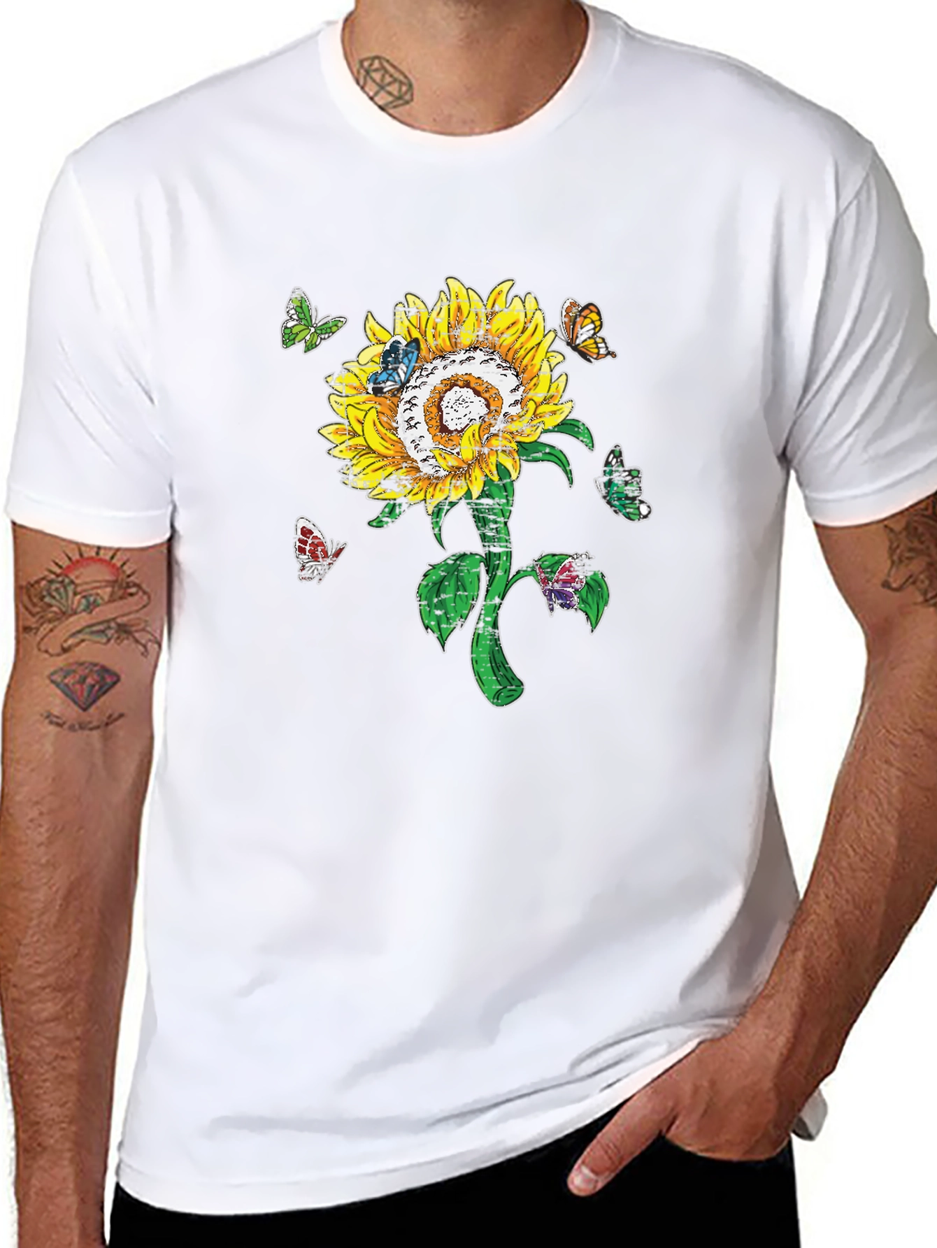 Sunflower and Butterfly Graphic Tee