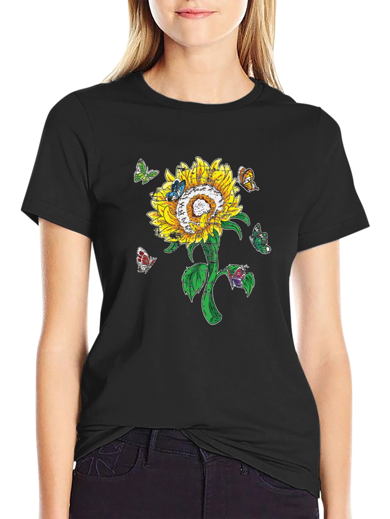 Sunflower and Butterfly Graphic Tee