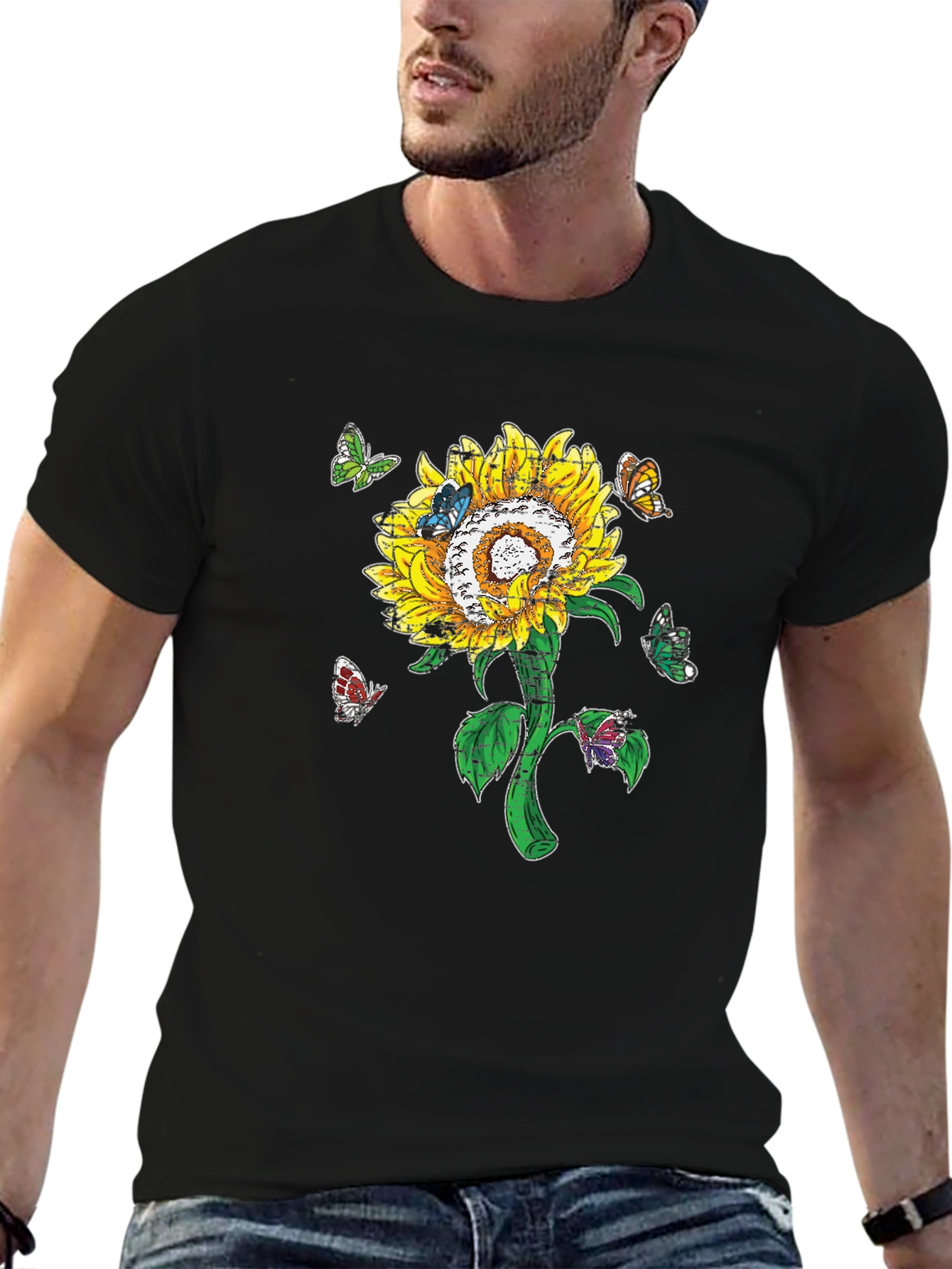 Sunflower and Butterfly Graphic Tee
