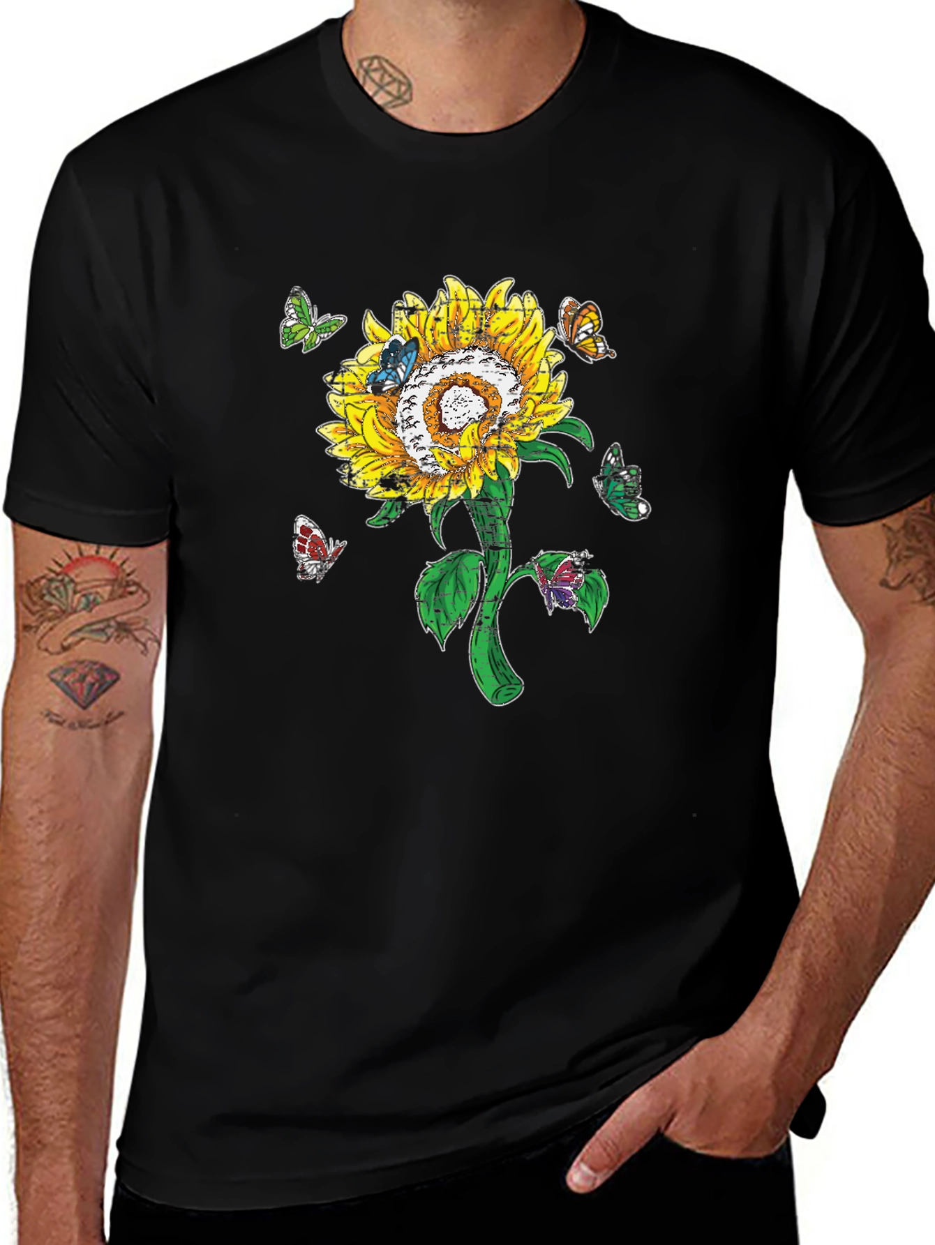 Sunflower and Butterfly Graphic Tee