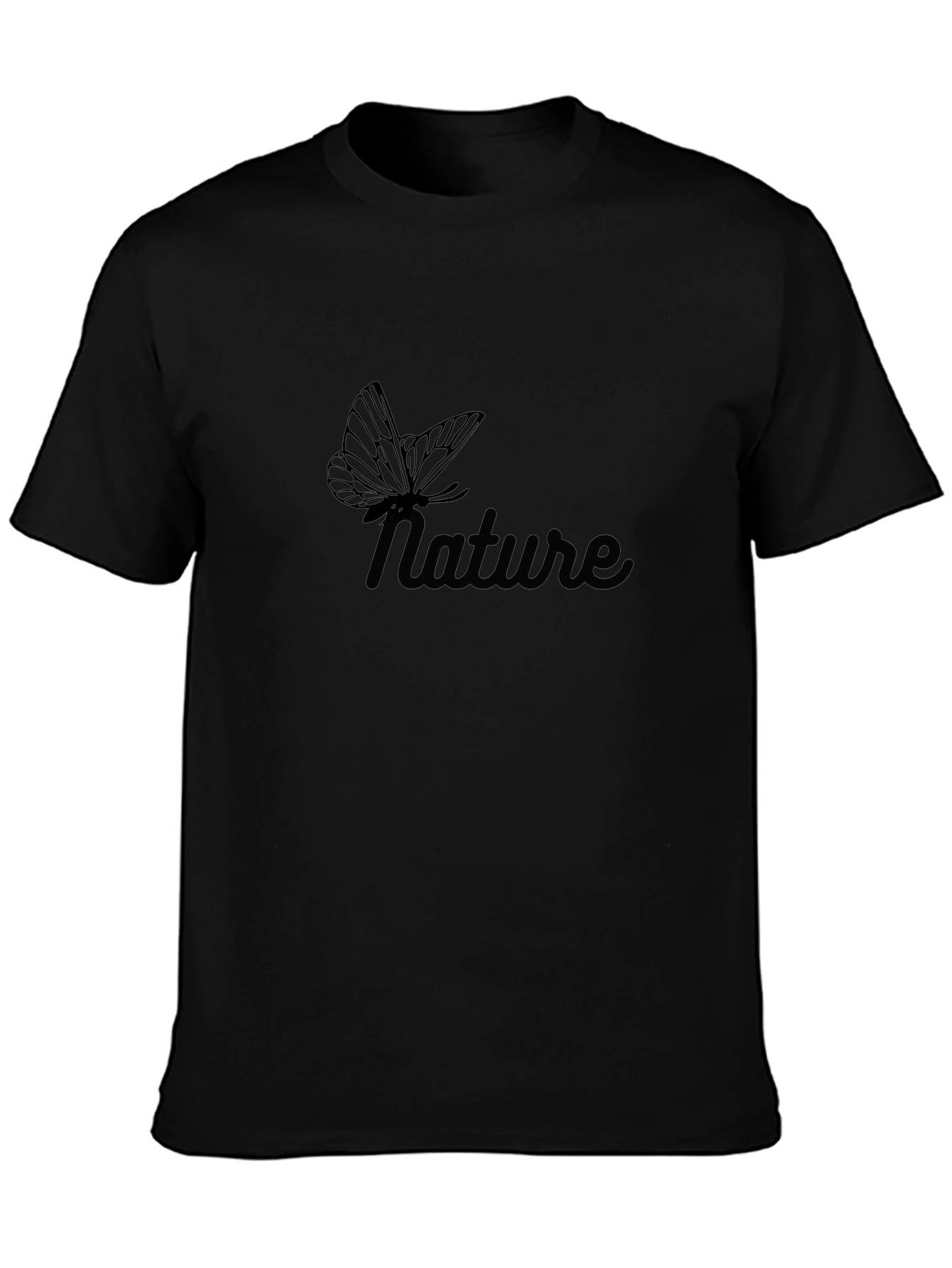 Nature Butterfly Graphic Tee - Soft Black Cotton T-Shirt