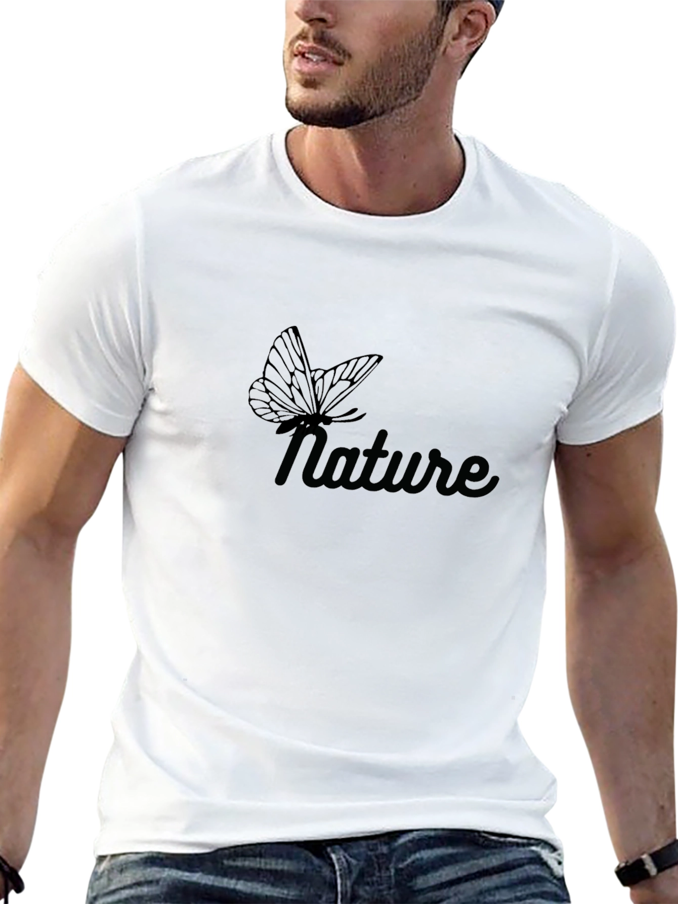Nature Butterfly Graphic Tee - Soft Black Cotton T-Shirt