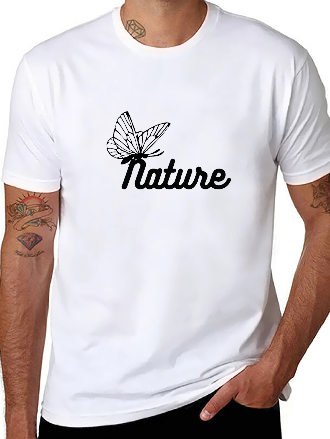 Nature Butterfly Graphic Tee - Soft Black Cotton T-Shirt