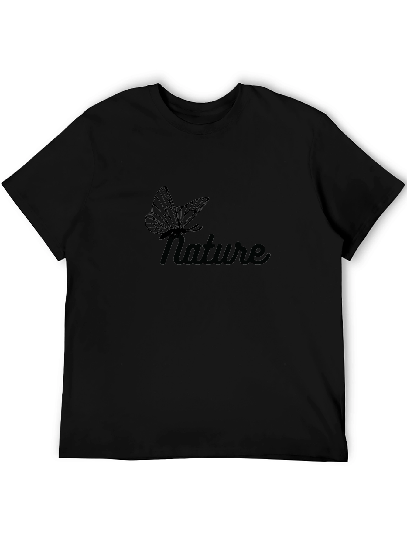 Nature Butterfly Graphic Tee - Soft Black Cotton T-Shirt