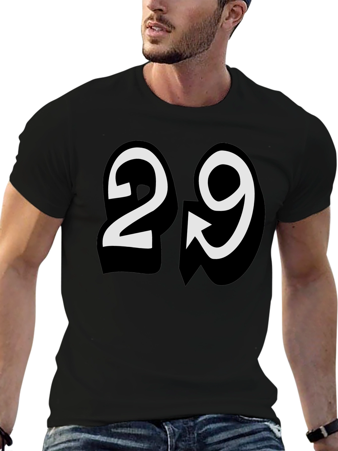 Number 29 Black T-Shirt for Men