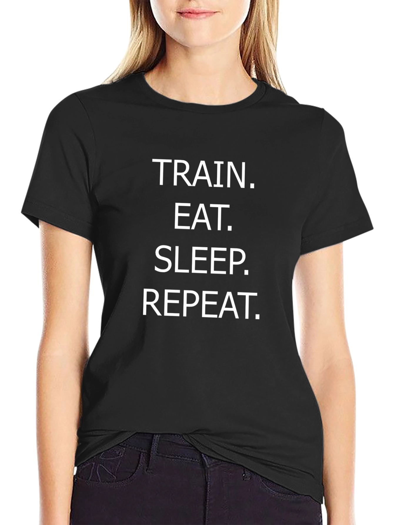 Train Eat Sleep Repeat Black Graphic Tee