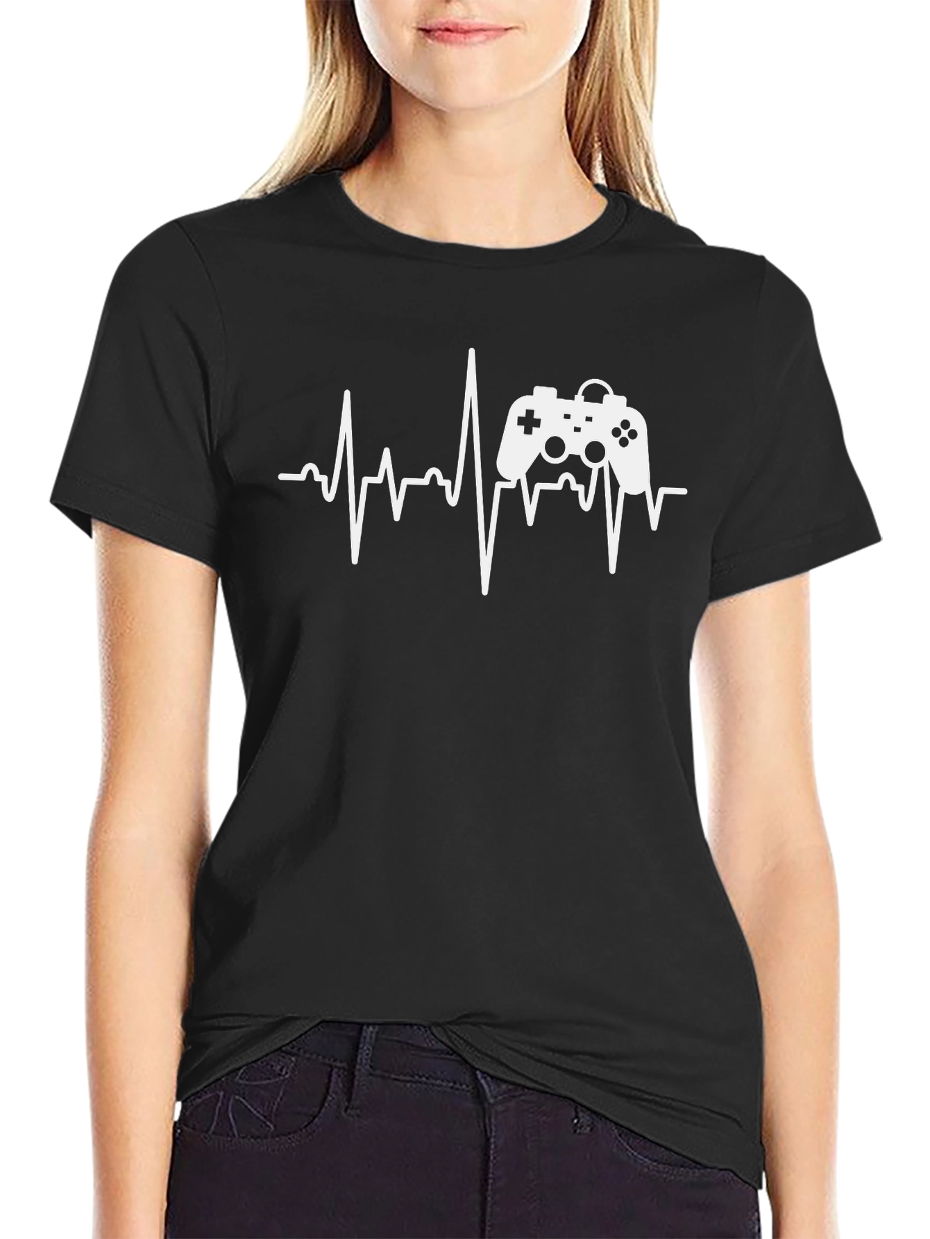 Gamer Heartbeat T-Shirt - Gaming Pulse Design