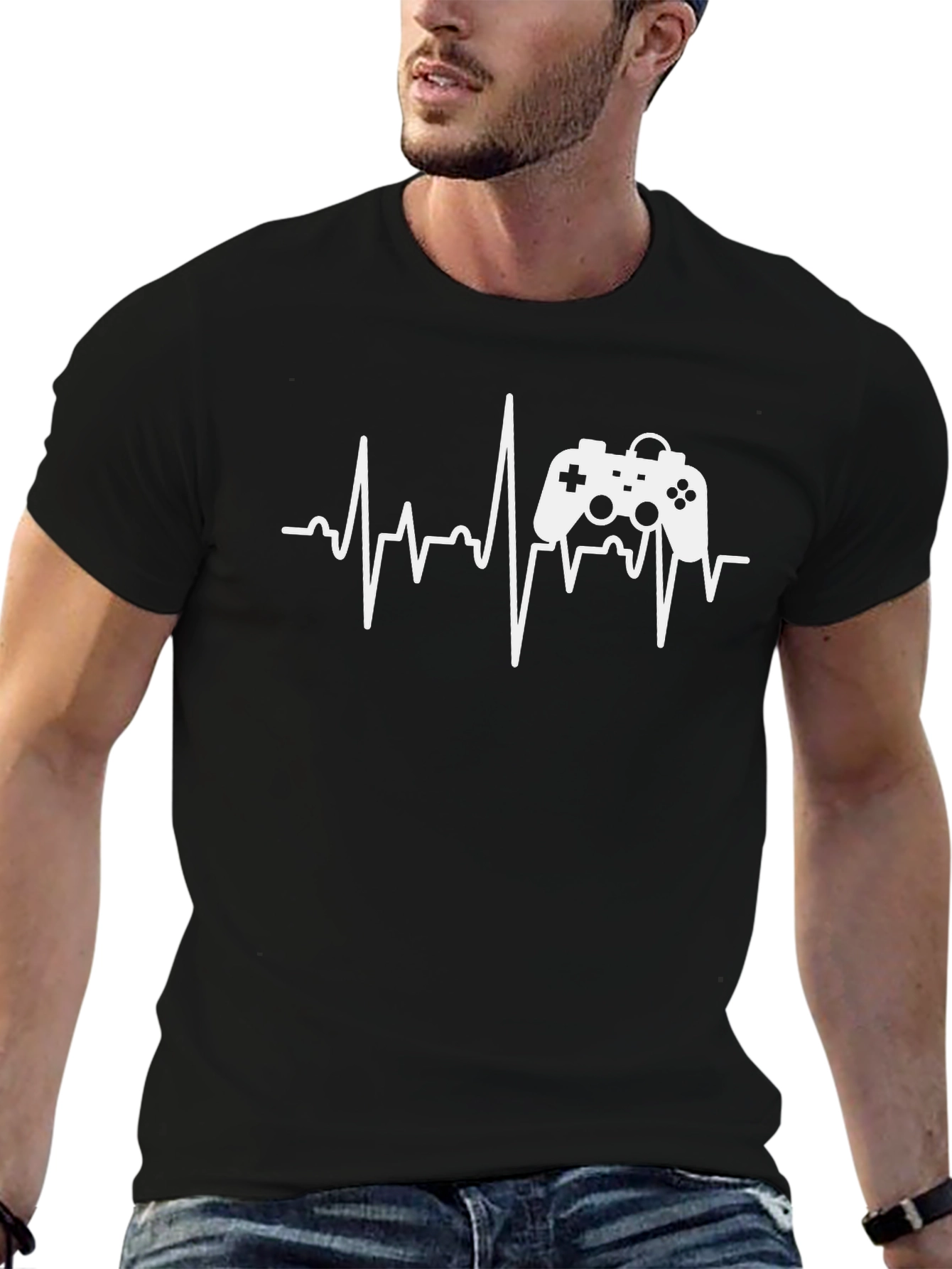 Gamer Heartbeat T-Shirt - Gaming Pulse Design
