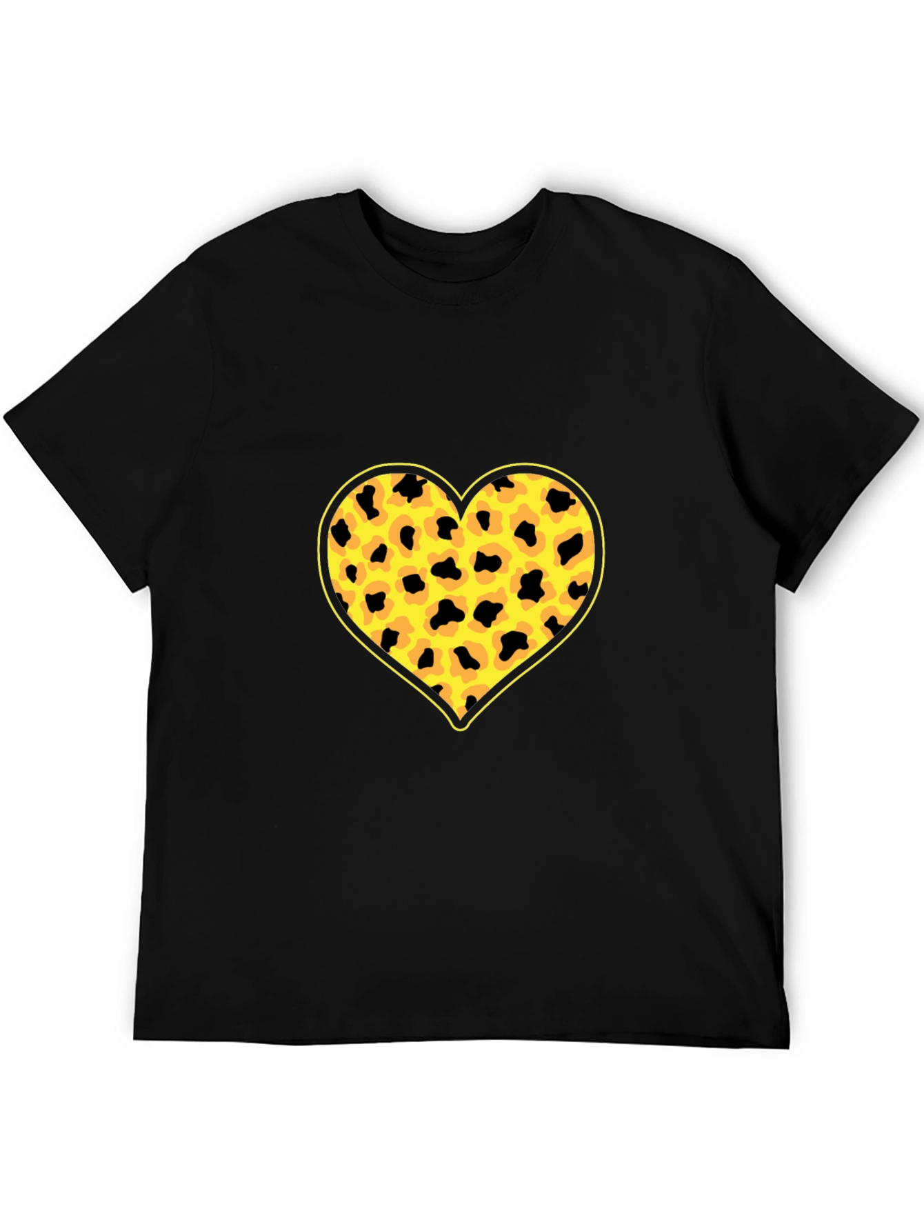 Leopard Heart Print Black T-Shirt