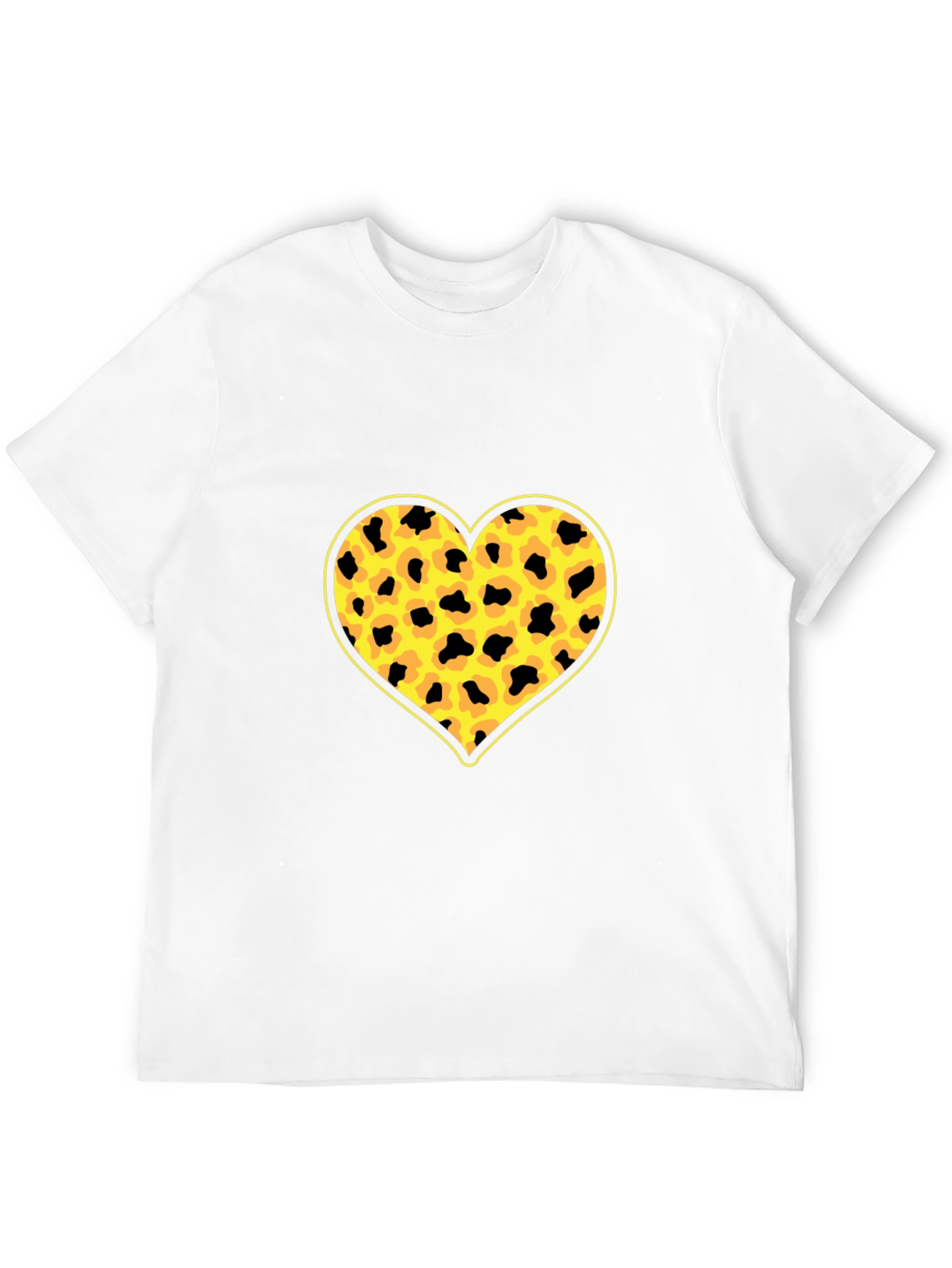 Leopard Heart Print Black T-Shirt