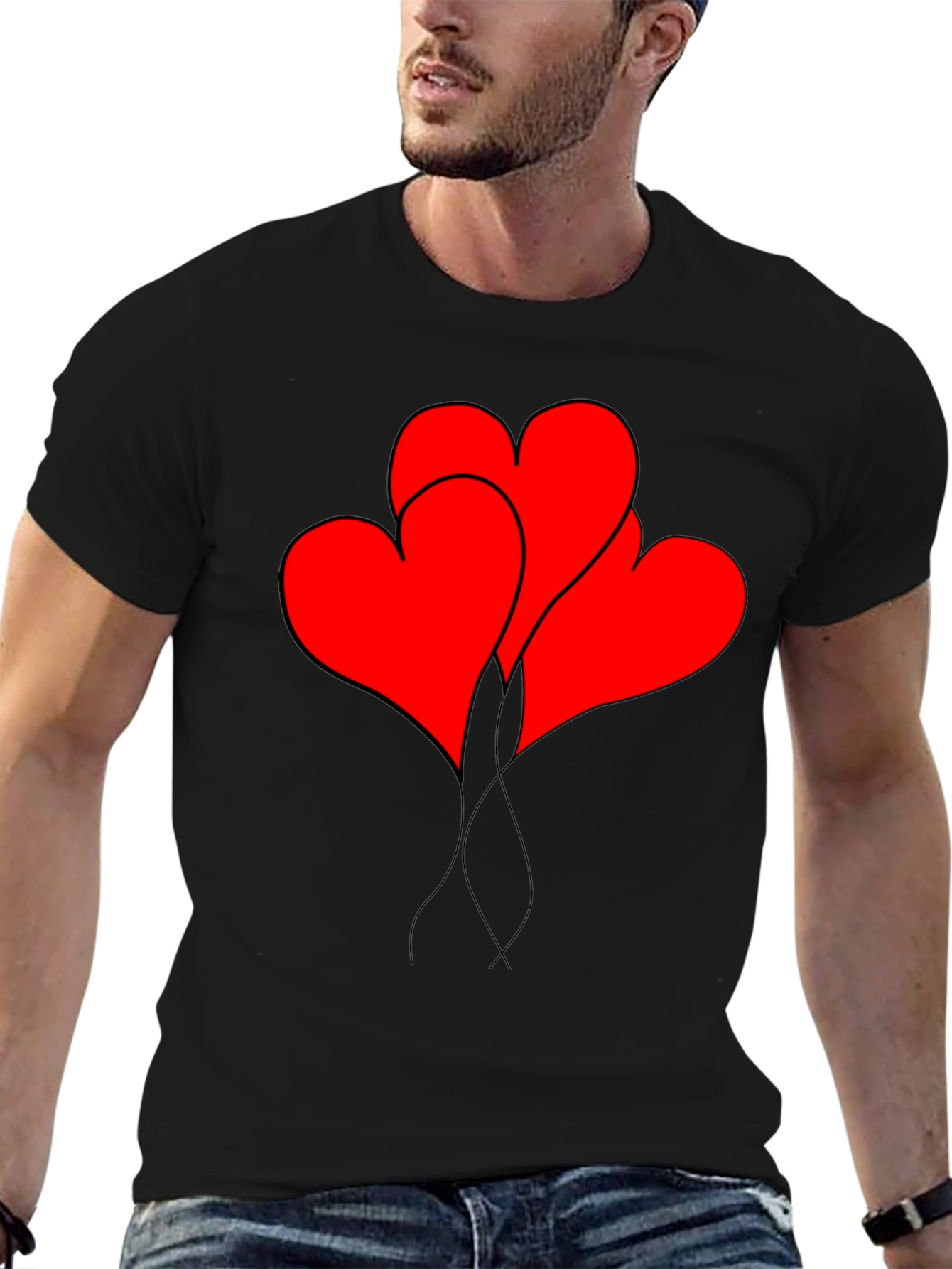 Heart Balloons Graphic Tee - Black Casual Shirt