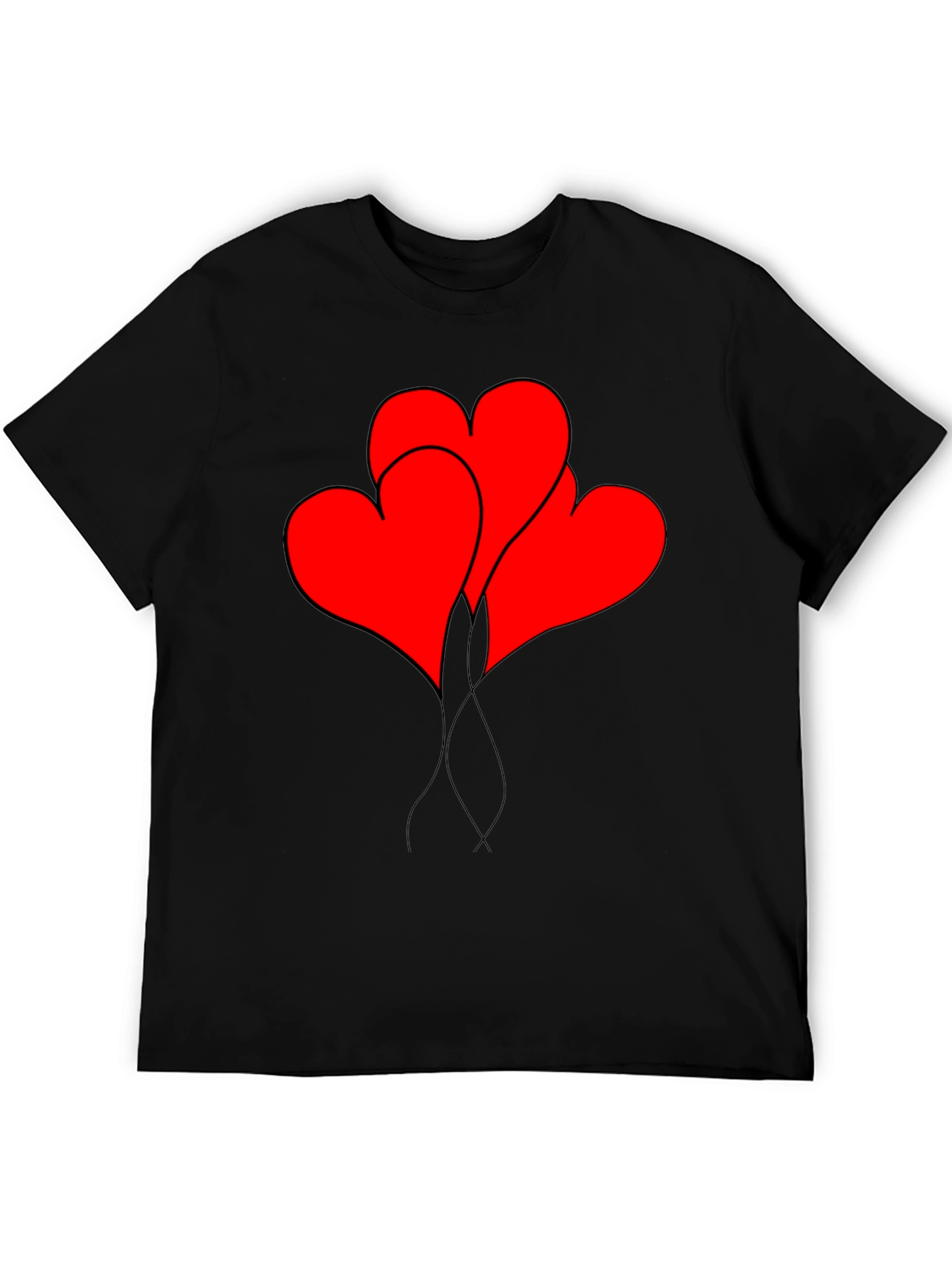 Heart Balloons Graphic Tee - Black Casual Shirt