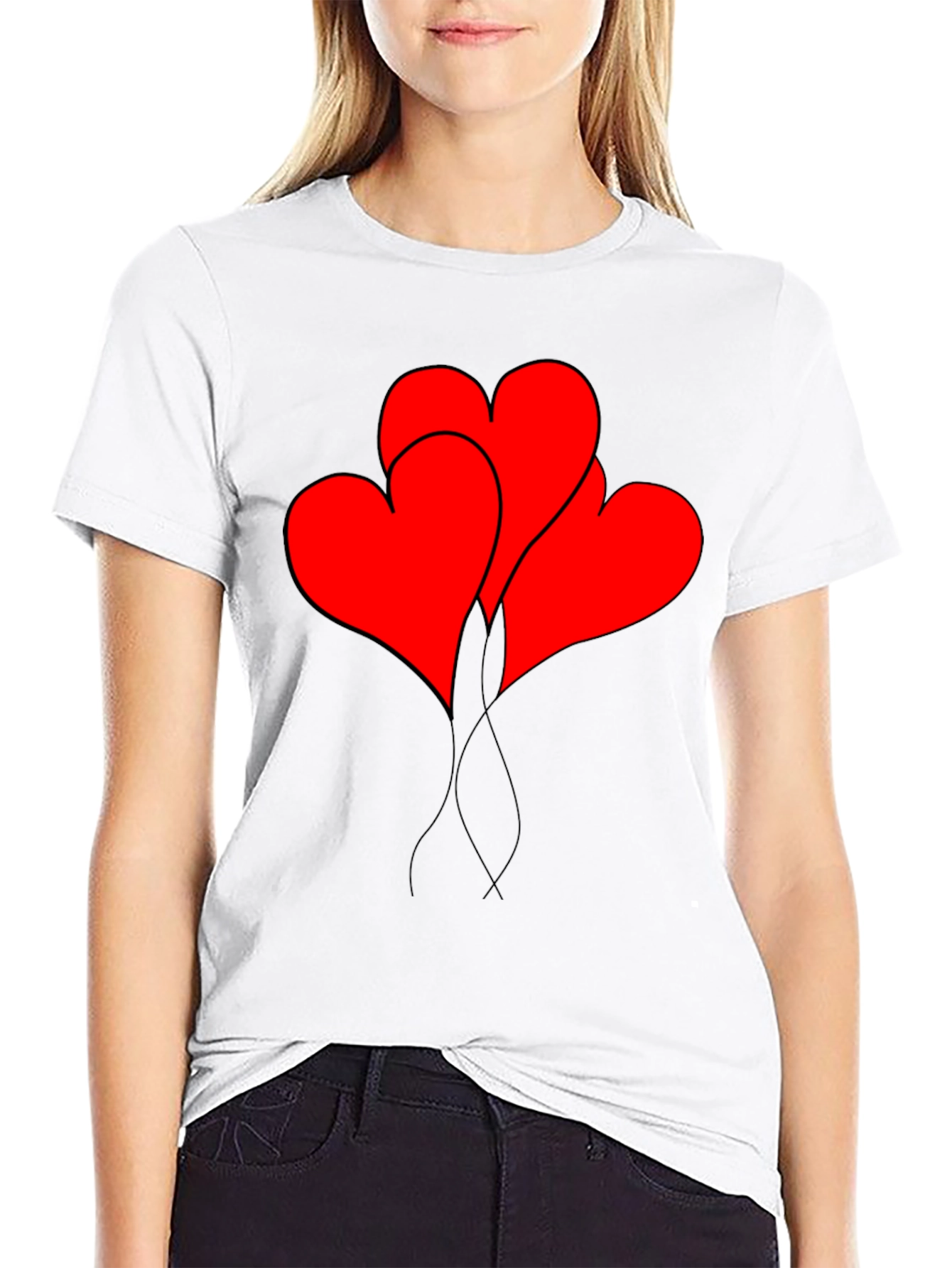 Heart Balloons Graphic Tee - Black Casual Shirt