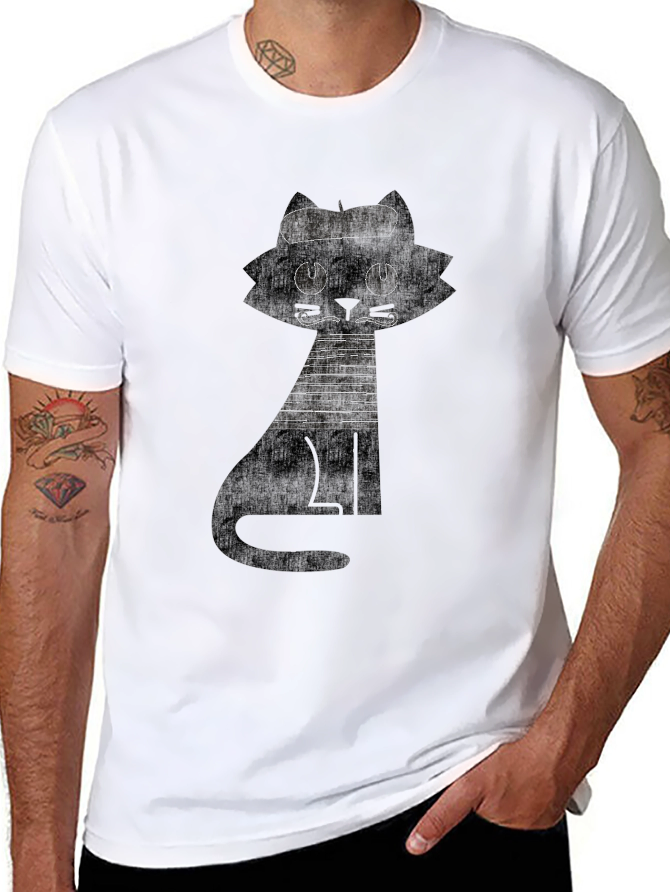 Black Cat Graphic Tee - Unique Design