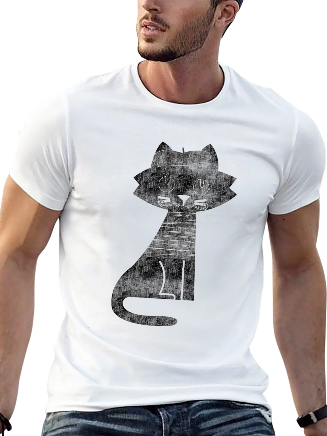 Black Cat Graphic Tee - Unique Design