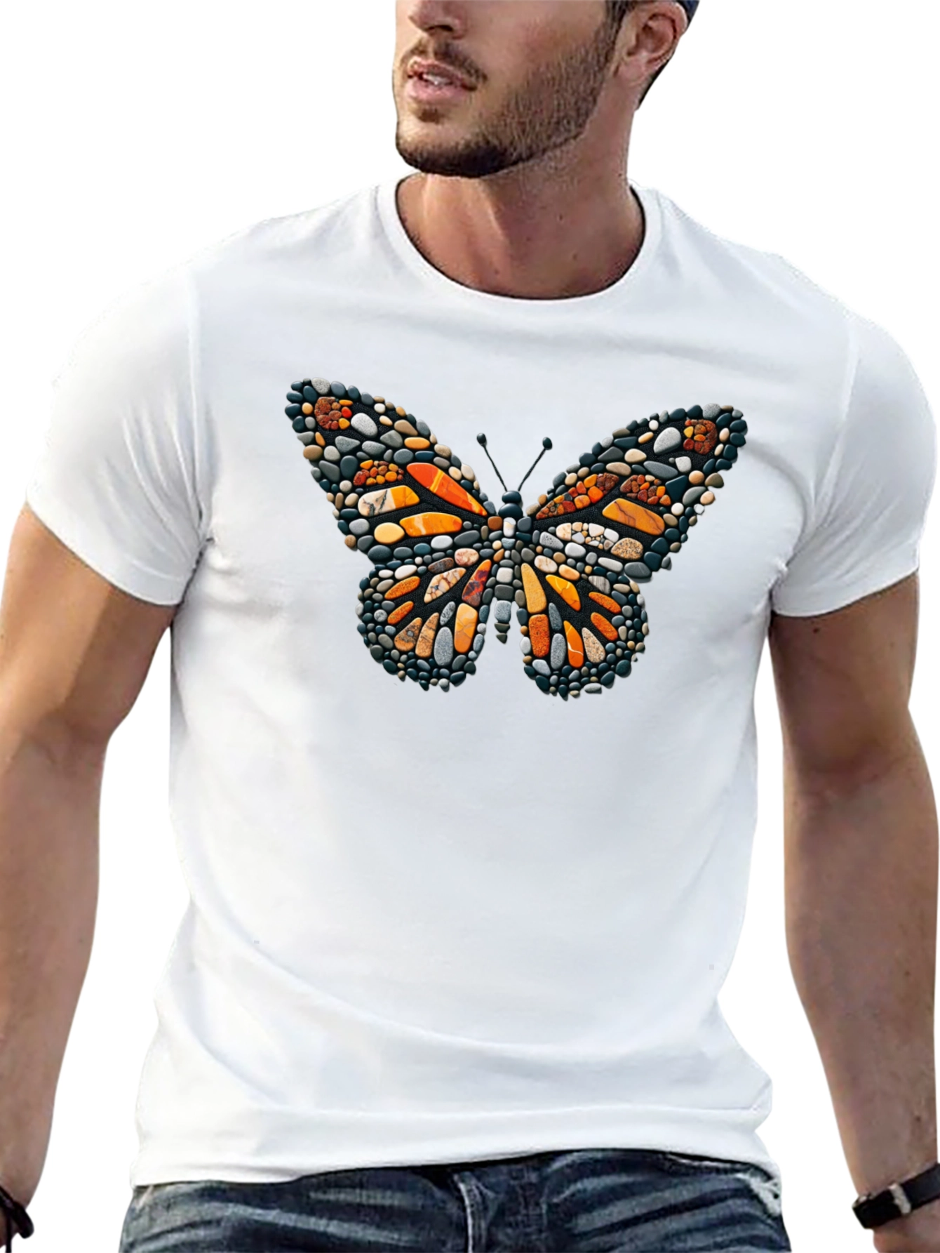 Butterfly Stone Art Black Tee
