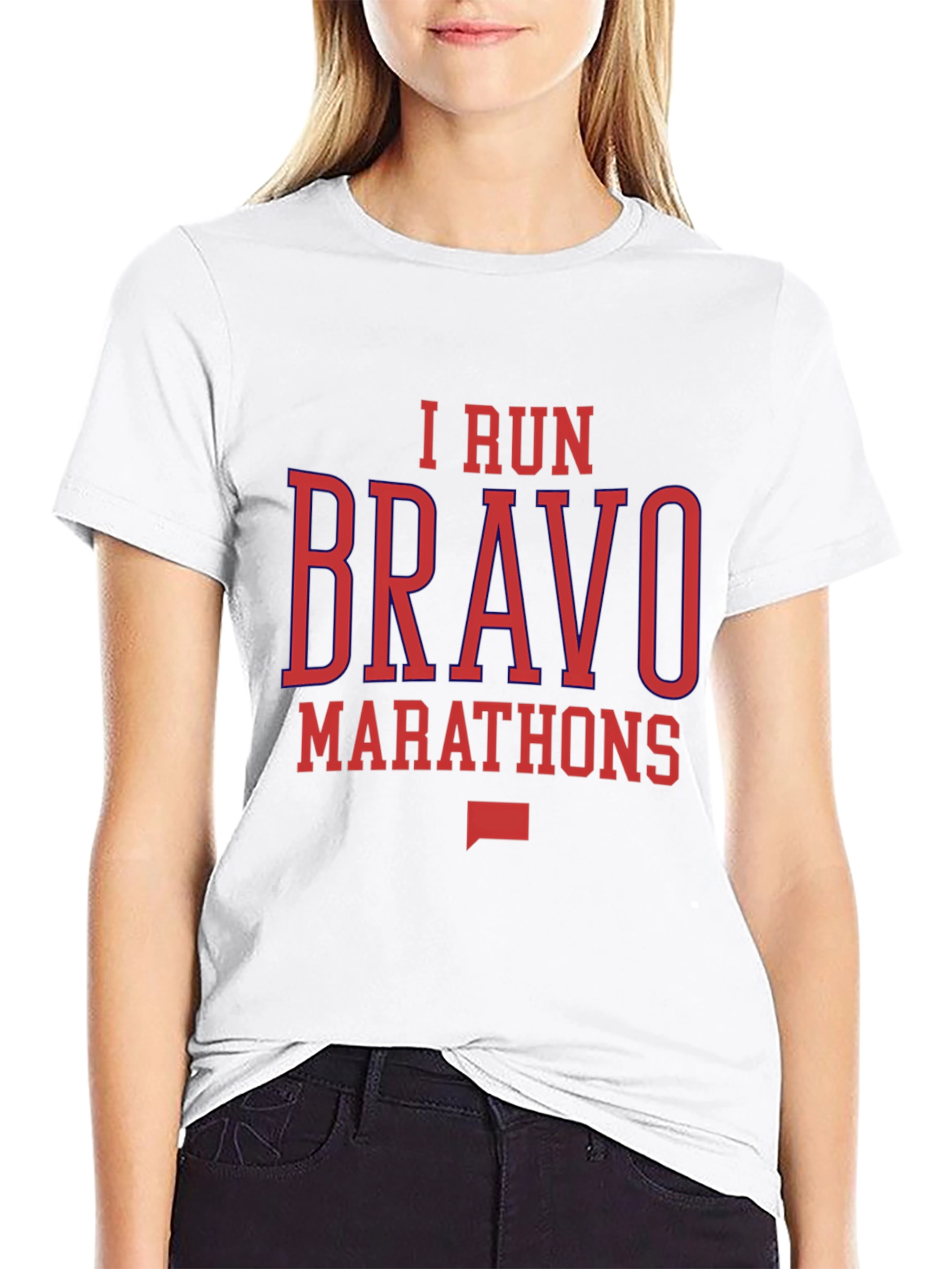I Run Bravo Marathons Black Graphic Tee