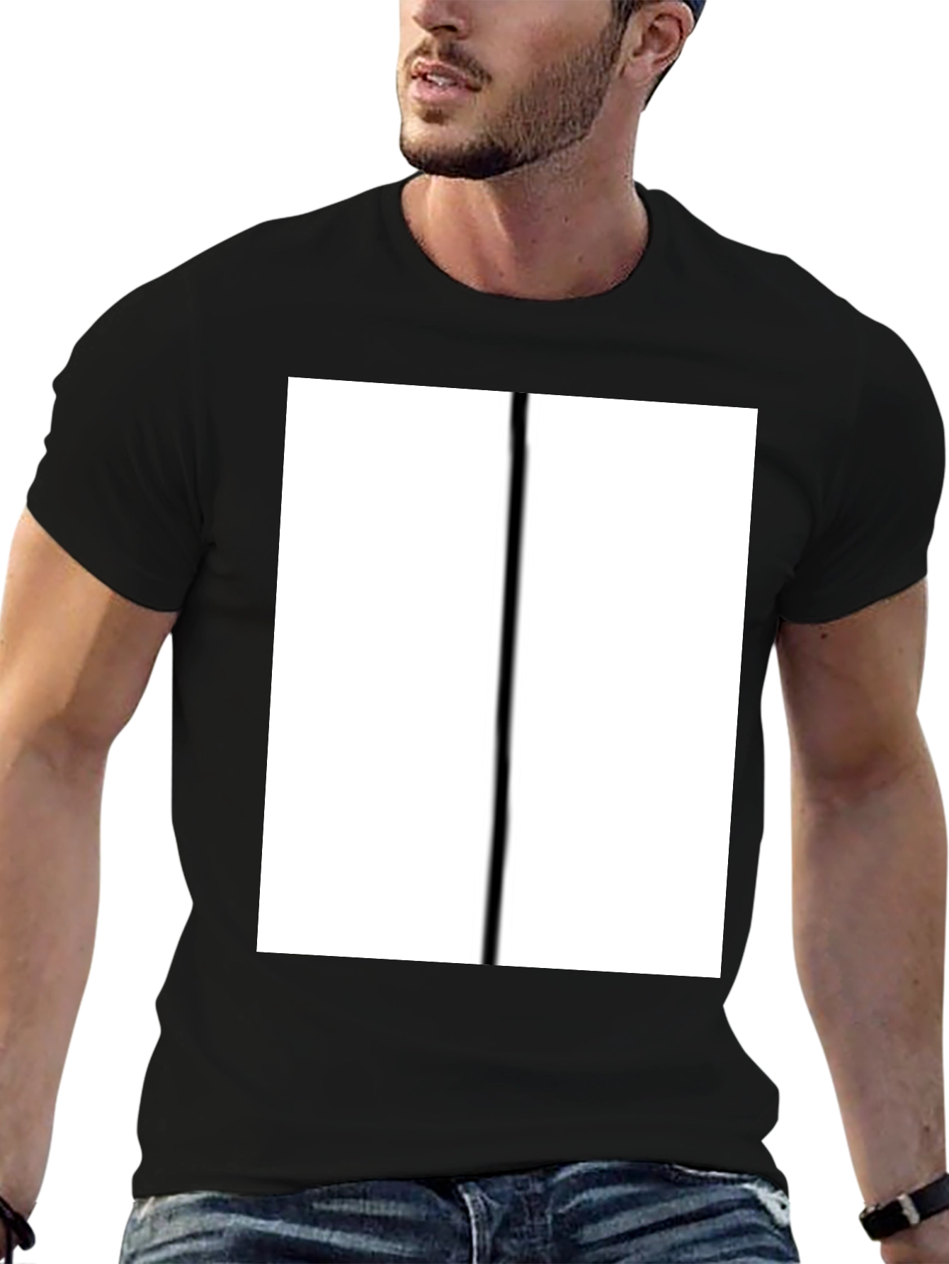 Modern Black T-Shirt with Bold White Graphic