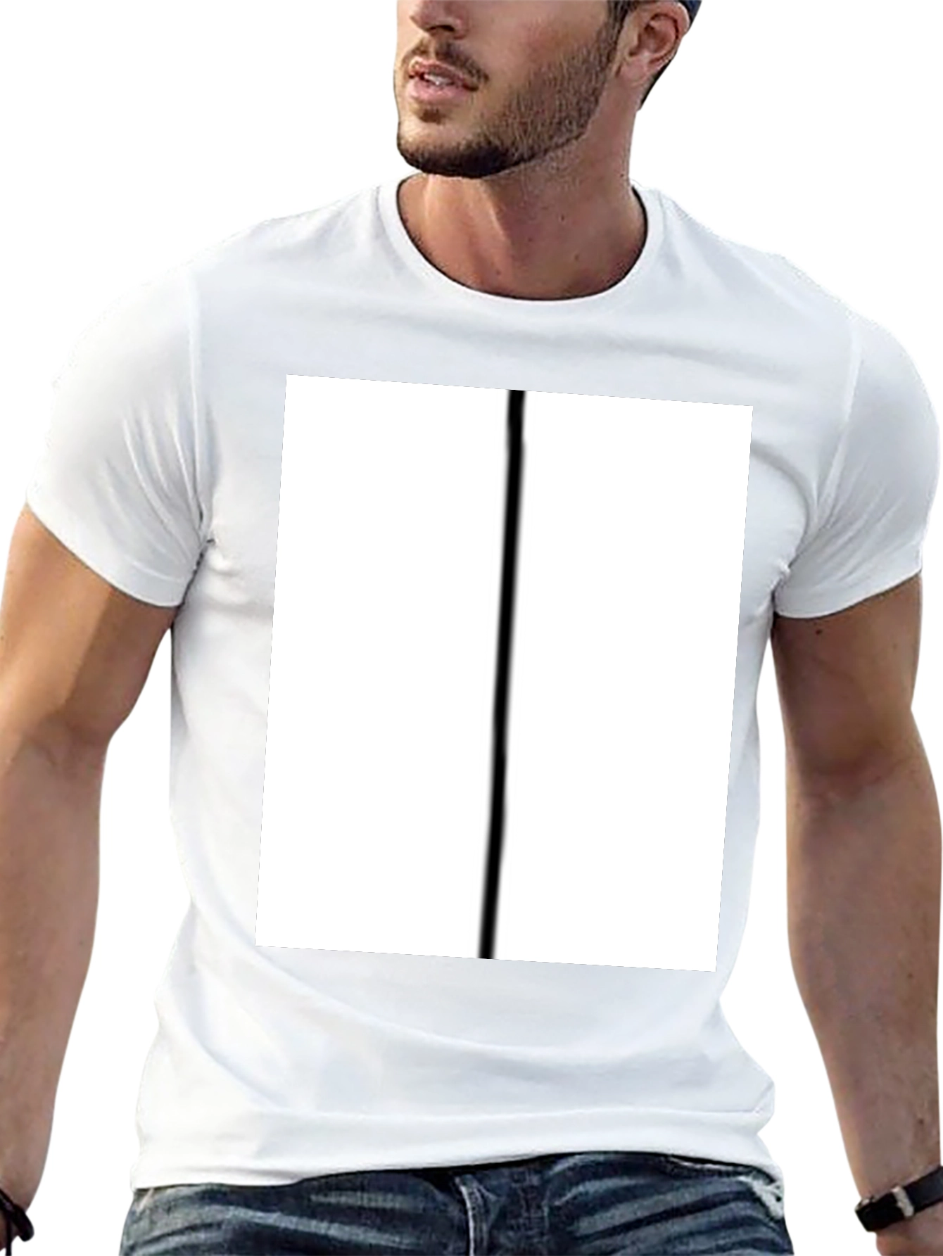 Modern Black T-Shirt with Bold White Graphic