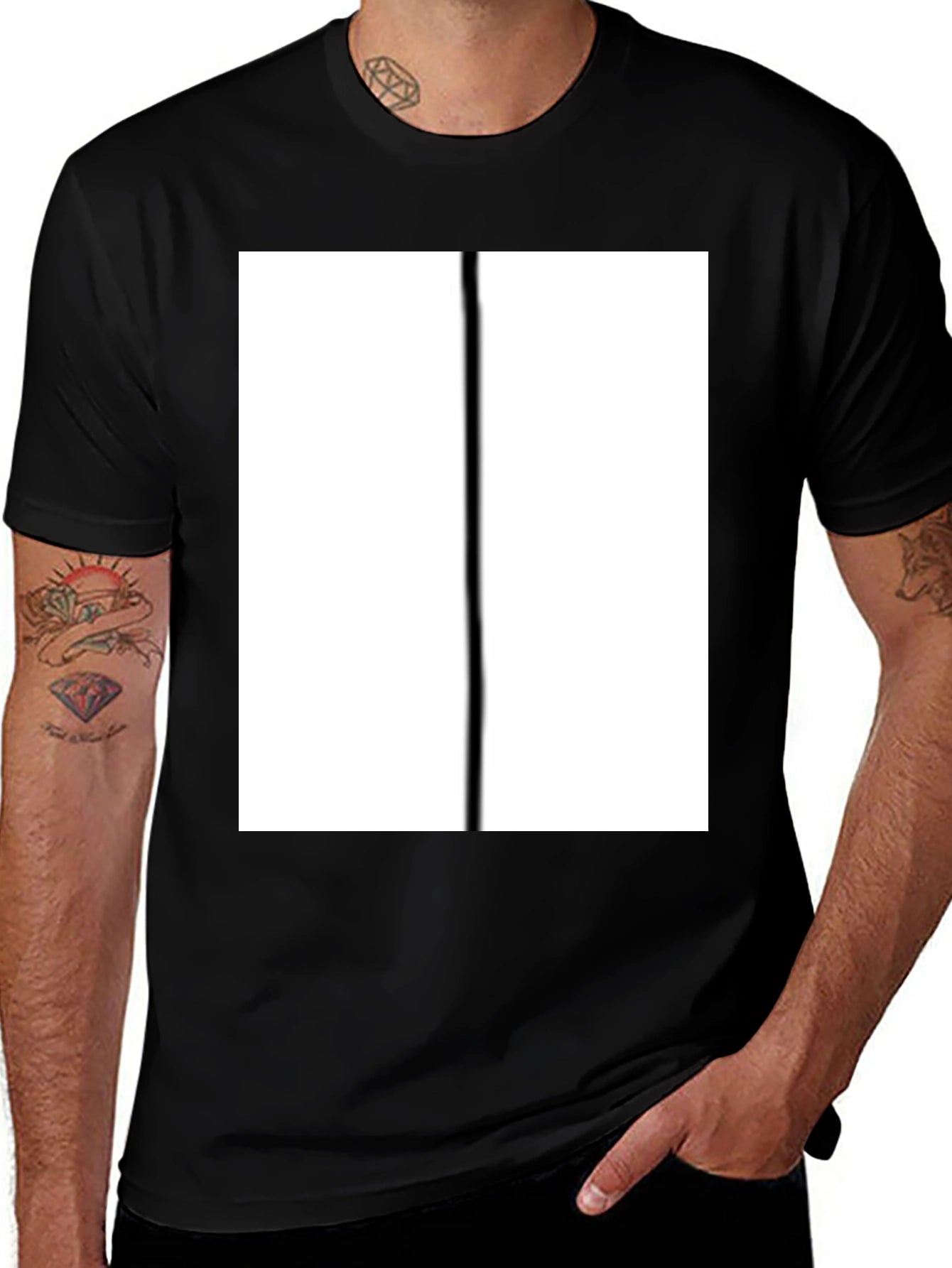 Modern Black T-Shirt with Bold White Graphic
